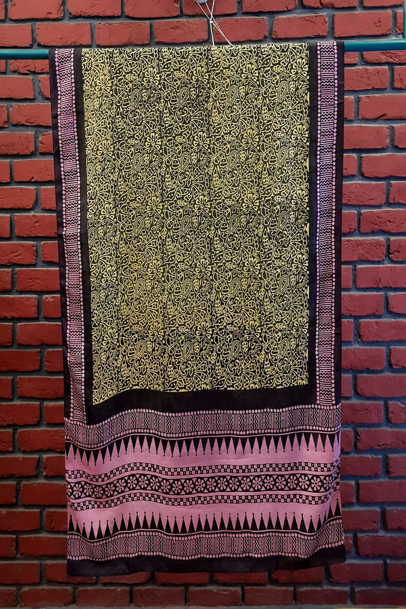 Bhama - Woven Malda Silk Handblock Printed Dupatta