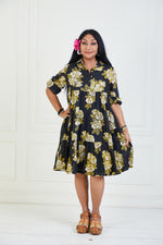 Yamini - Woven Mulmul Handblock Printed Dress