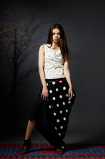 Chetna - Polka Dot Cowl Skirt - Anuradha Ramam- Hand woven- Sustainable fashion- Conscious fashion- Vocal for local