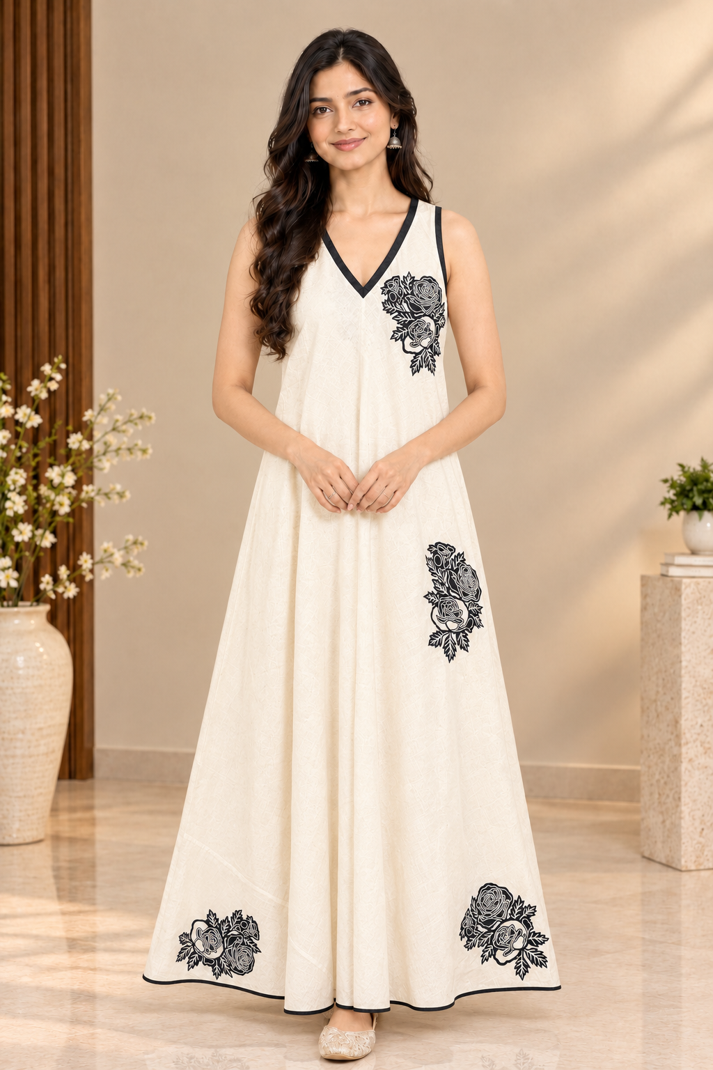 A - Line Applique Dress - Janani (Size - M, L & XL)