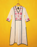 Cotton Tribal Hand embroidery A- line Kurta - Asha (Size - M) - Anuradha Ramam