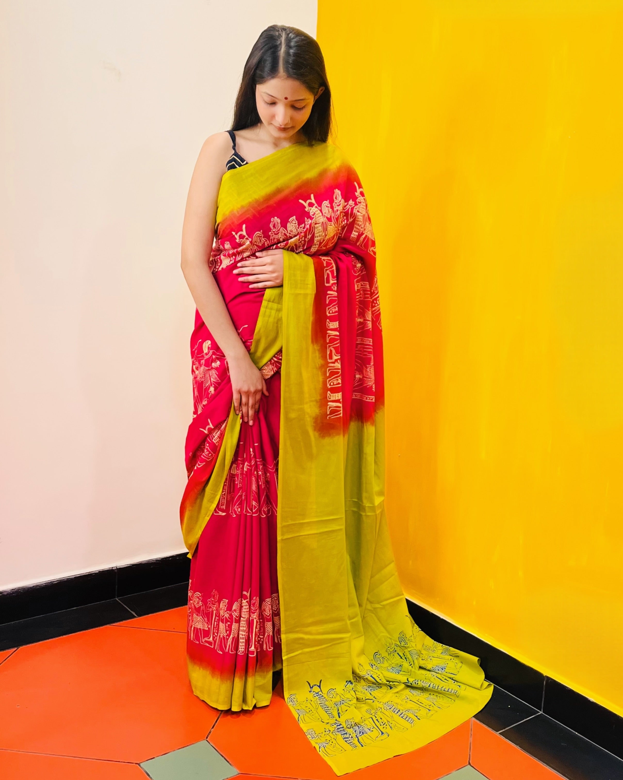 Discharge Printed Saree - Veda - Anuradha Ramam