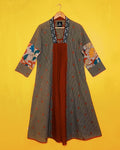 Black Ikat A - Line Dress -Amini (Size - L) - Anuradha Ramam