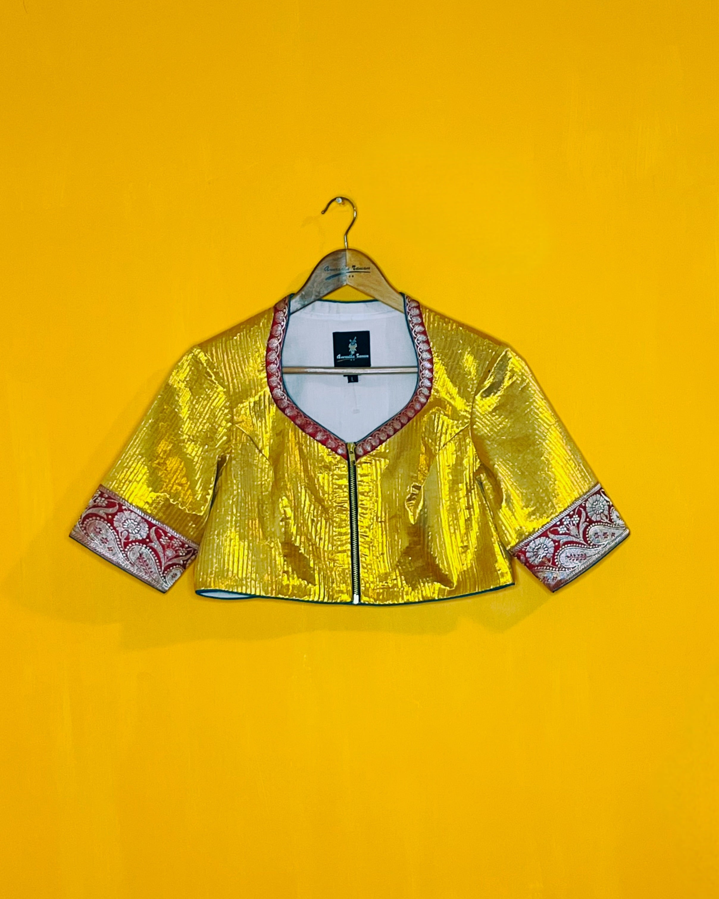 Bhagirathi Gold Tissue Blouse (Size - L) - Anuradha Ramam