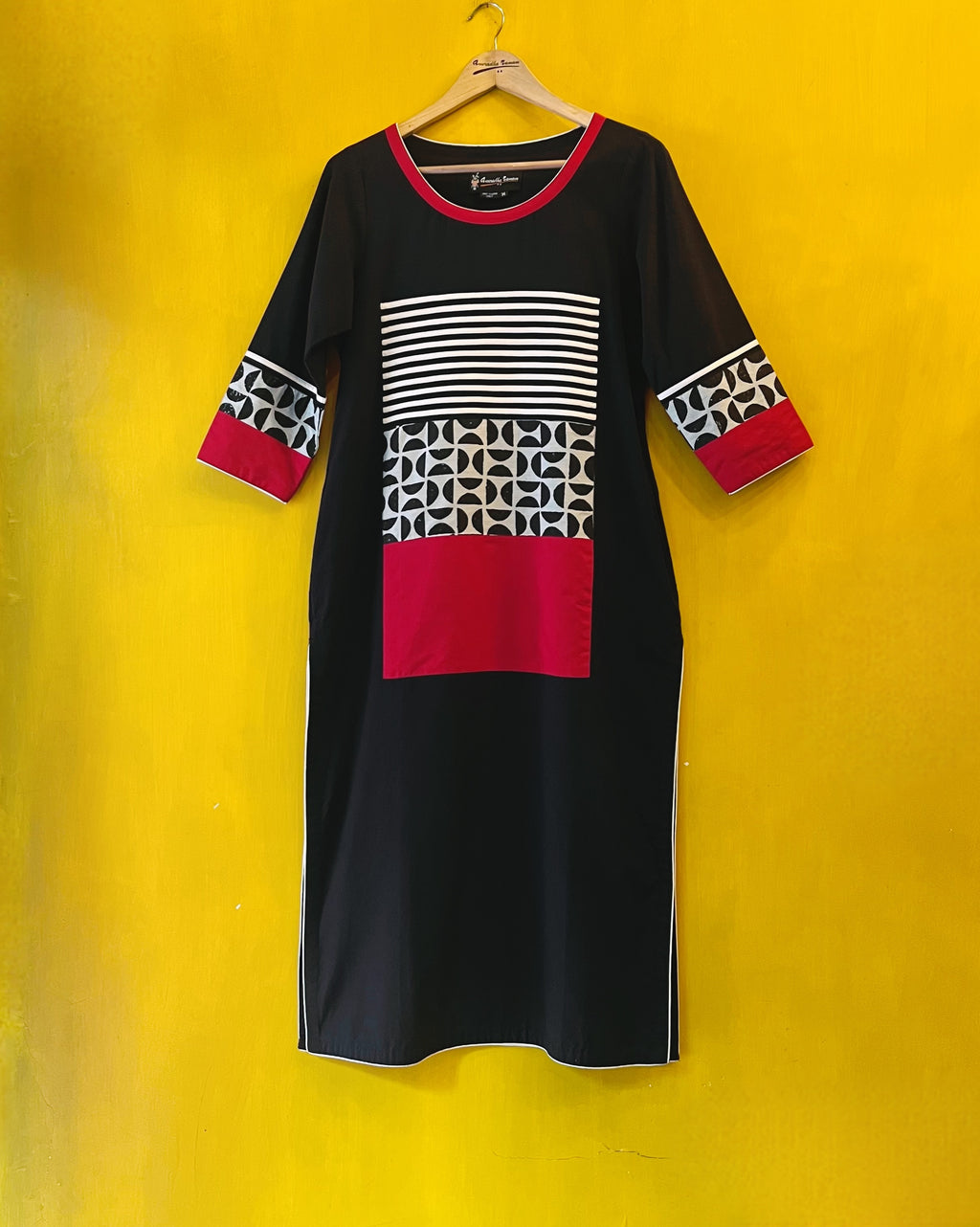 Black Straight Kurta - Shyla (Size - M) - Anuradha Ramam