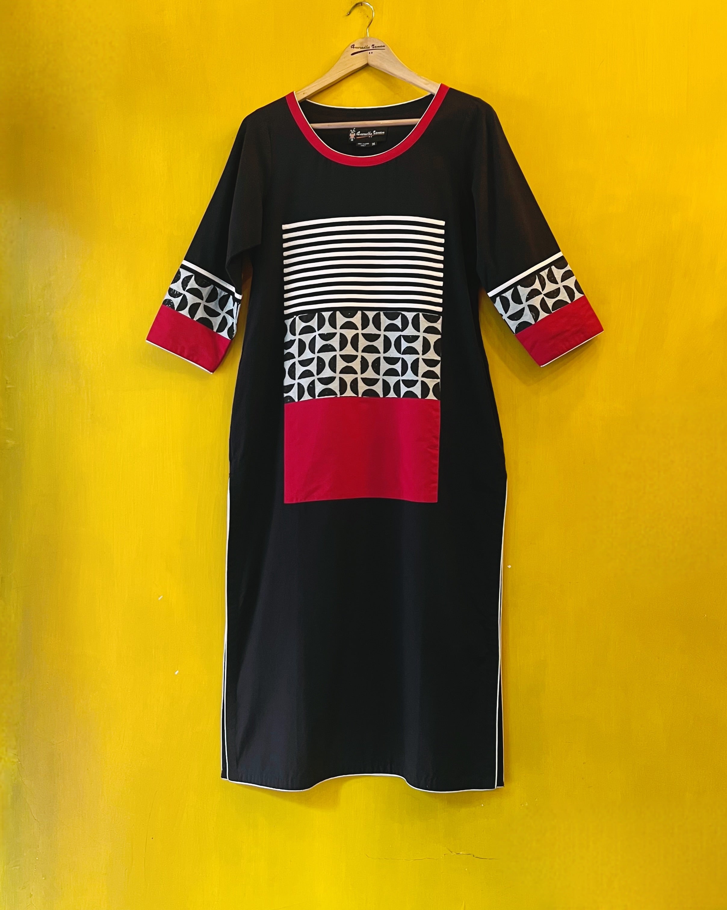 Black Straight Kurta - Shyla (Size - M) - Anuradha Ramam