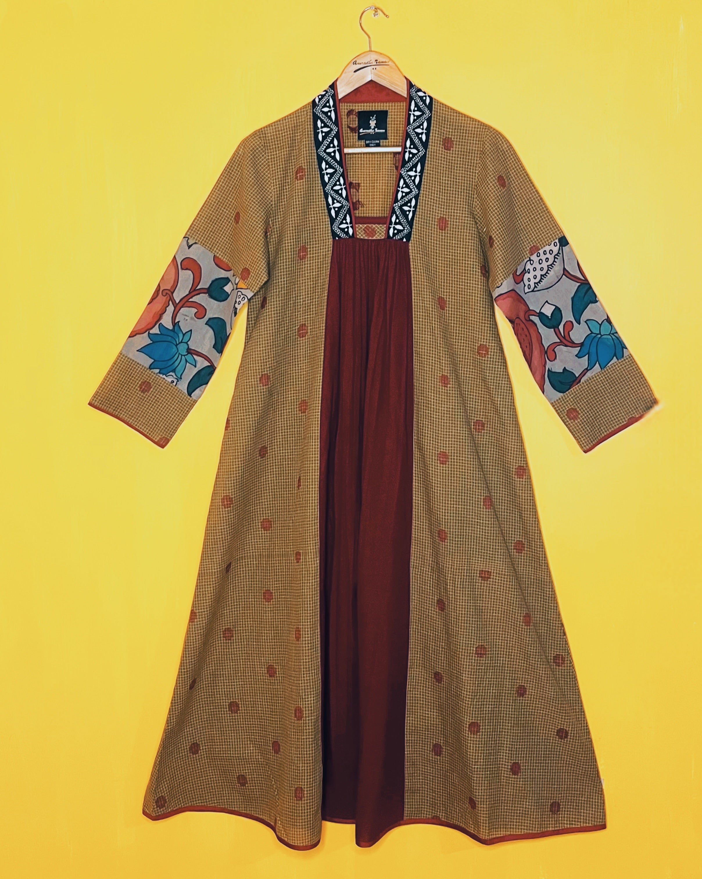 Mustard Ikat A-Line Dress - Vanya (Size - M) - Anuradha Ramam