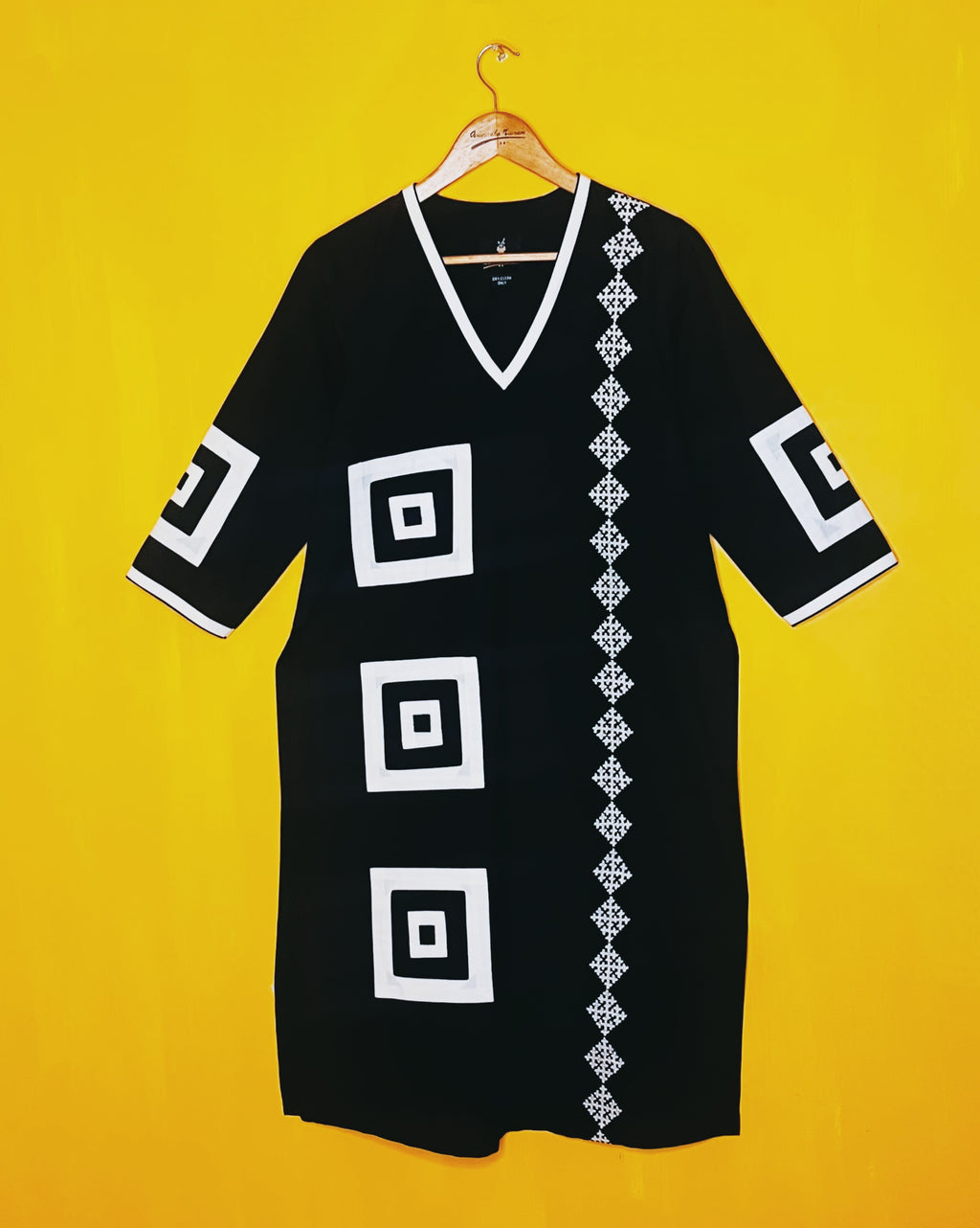 Black Ikat Applique Kurta - Sathi (Size - M) - Anuradha Ramam