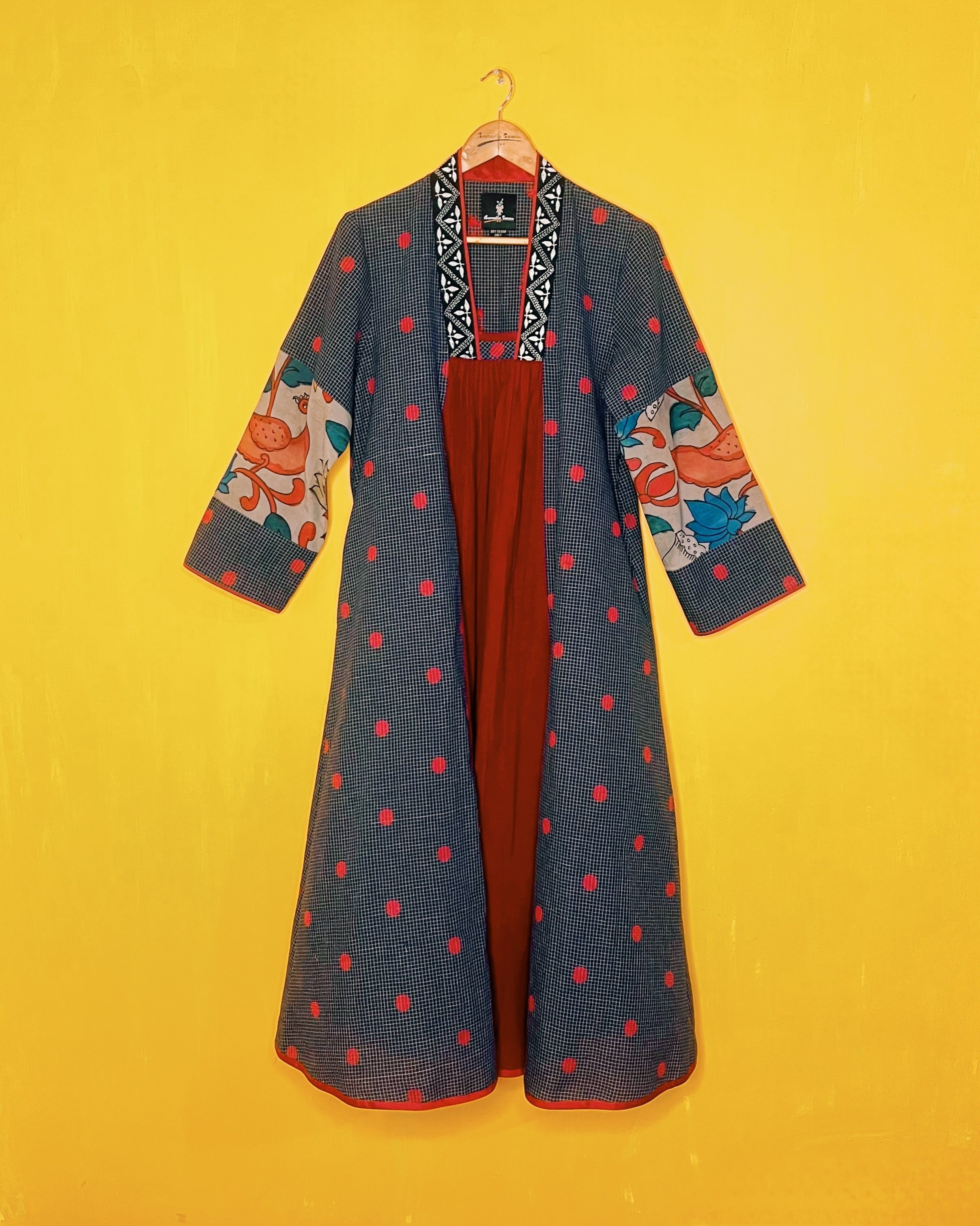 A - Line Blue Ikat Dress - Radha (Size- XL) - Anuradha Ramam