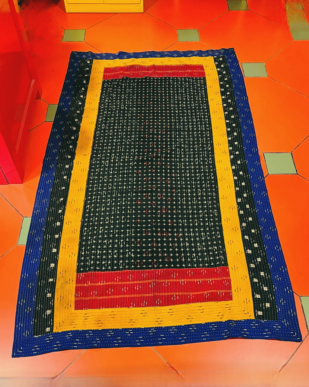 Anvitha Kantha Embroidered Throw - Anuradha Ramam