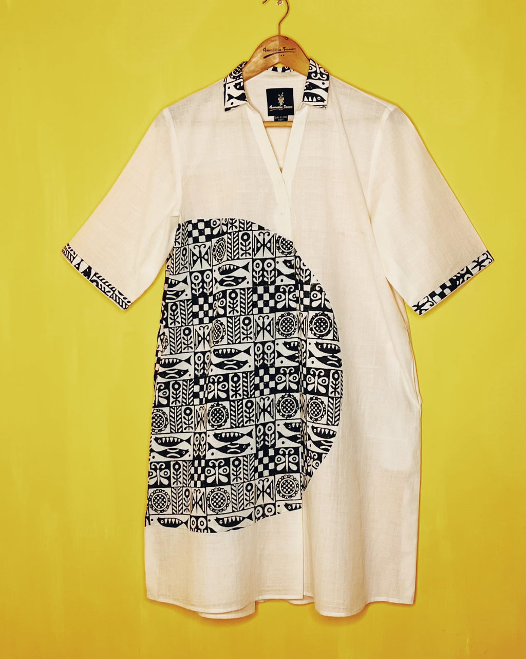 Offwhite  Shirt Dress - Niranjana  Size - M) - Anuradha Ramam