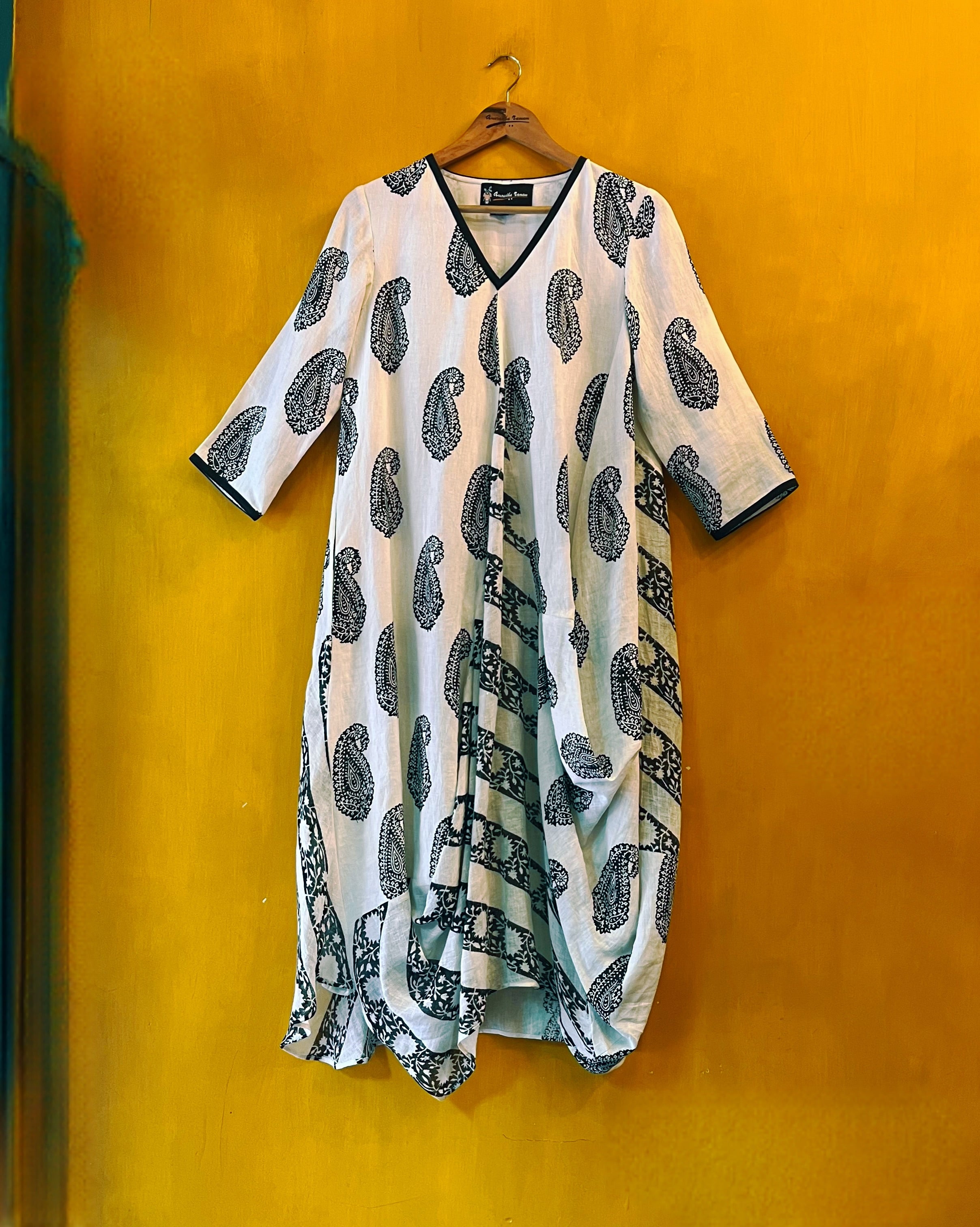 Linen Cowl Dress - Tejaswini (Size - M  & L) - Anuradha Ramam