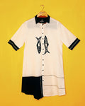 Aradhana - Black and White Shirt Dress (Size -M) - Anuradha Ramam