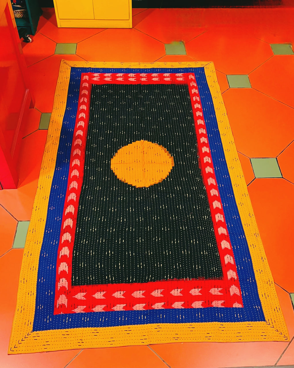 Aarvi Kantha Embroidered Throw - Anuradha Ramam