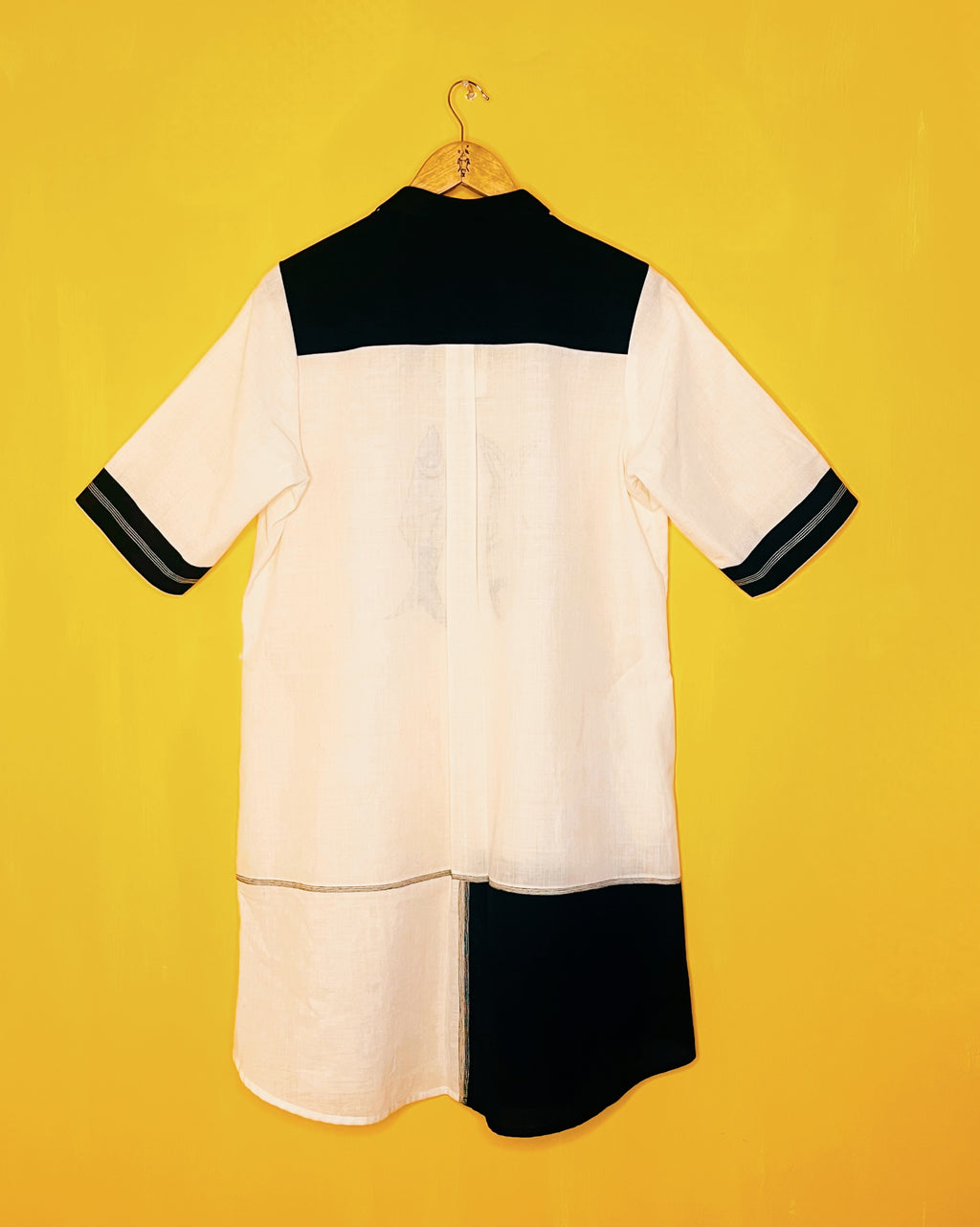 Aradhana - Black and White Shirt Dress (Size -M) - Anuradha Ramam