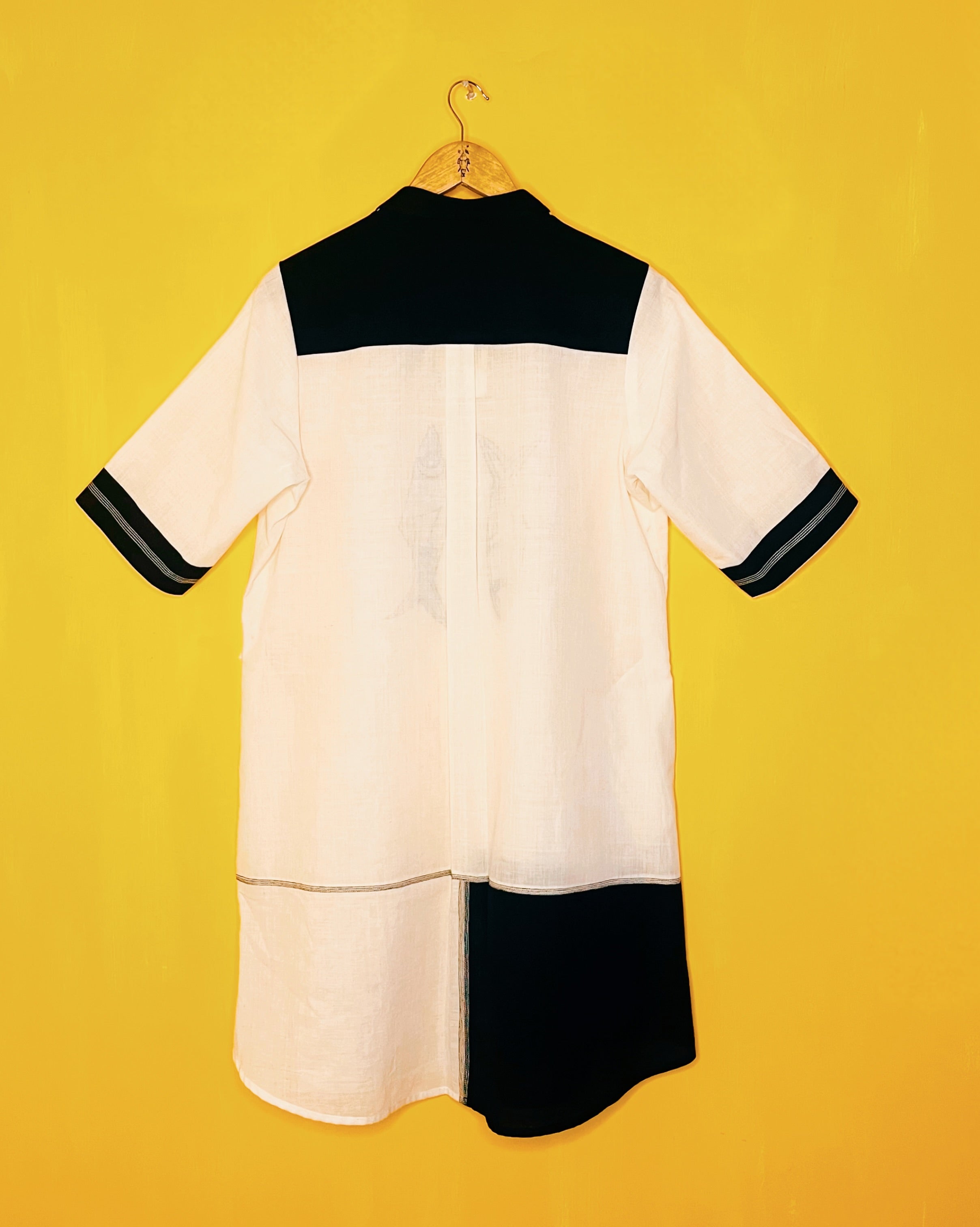 Aradhana - Black and White Shirt Dress (Size -M) - Anuradha Ramam