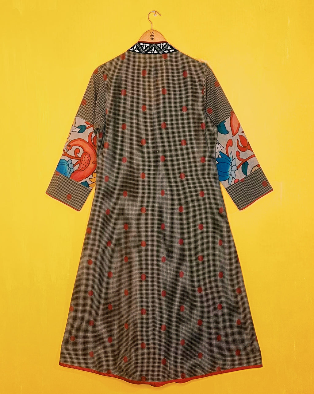 Black Ikat A - Line Dress -Amini (Size - L) - Anuradha Ramam