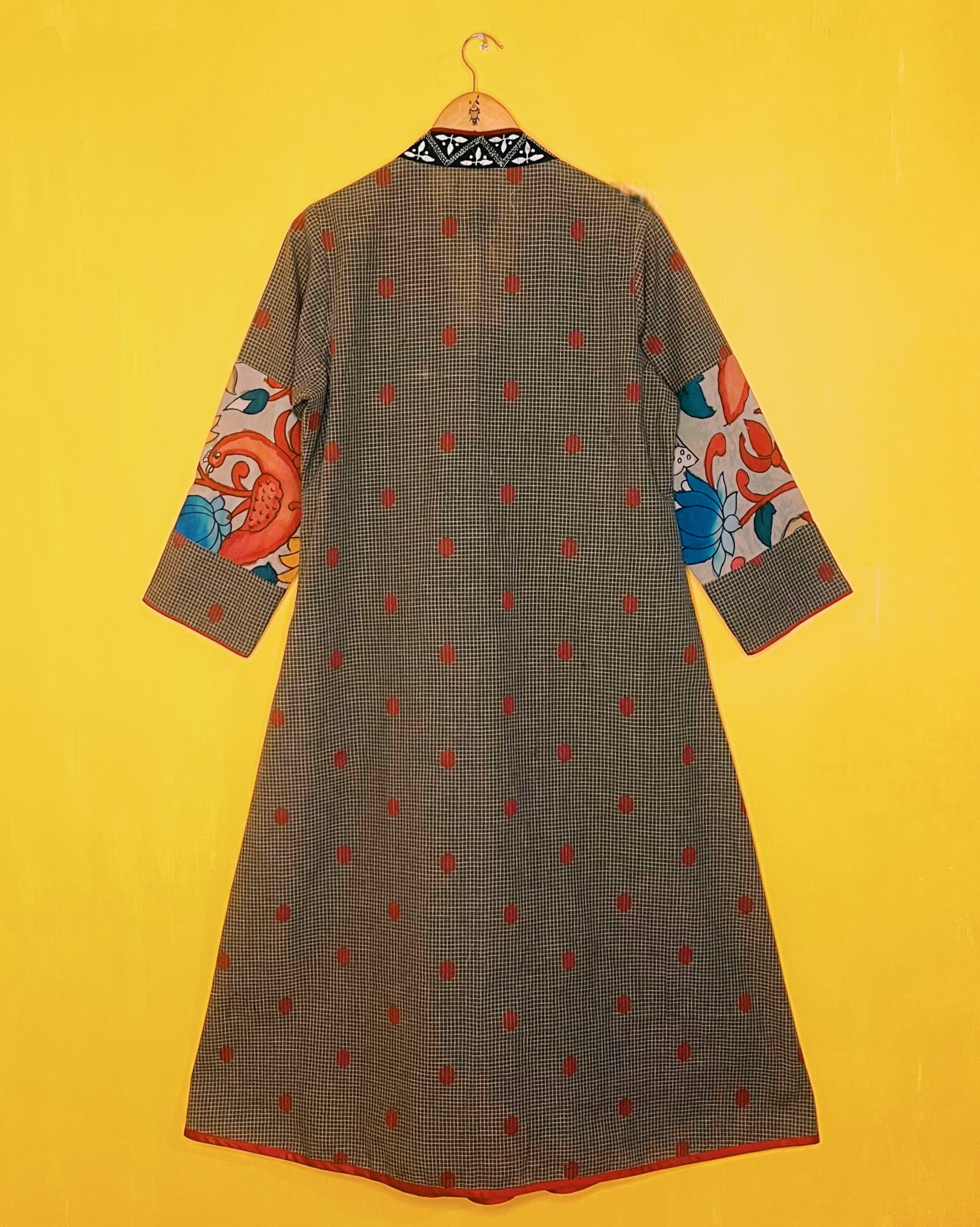 Black Ikat A - Line Dress -Amini (Size - L) - Anuradha Ramam