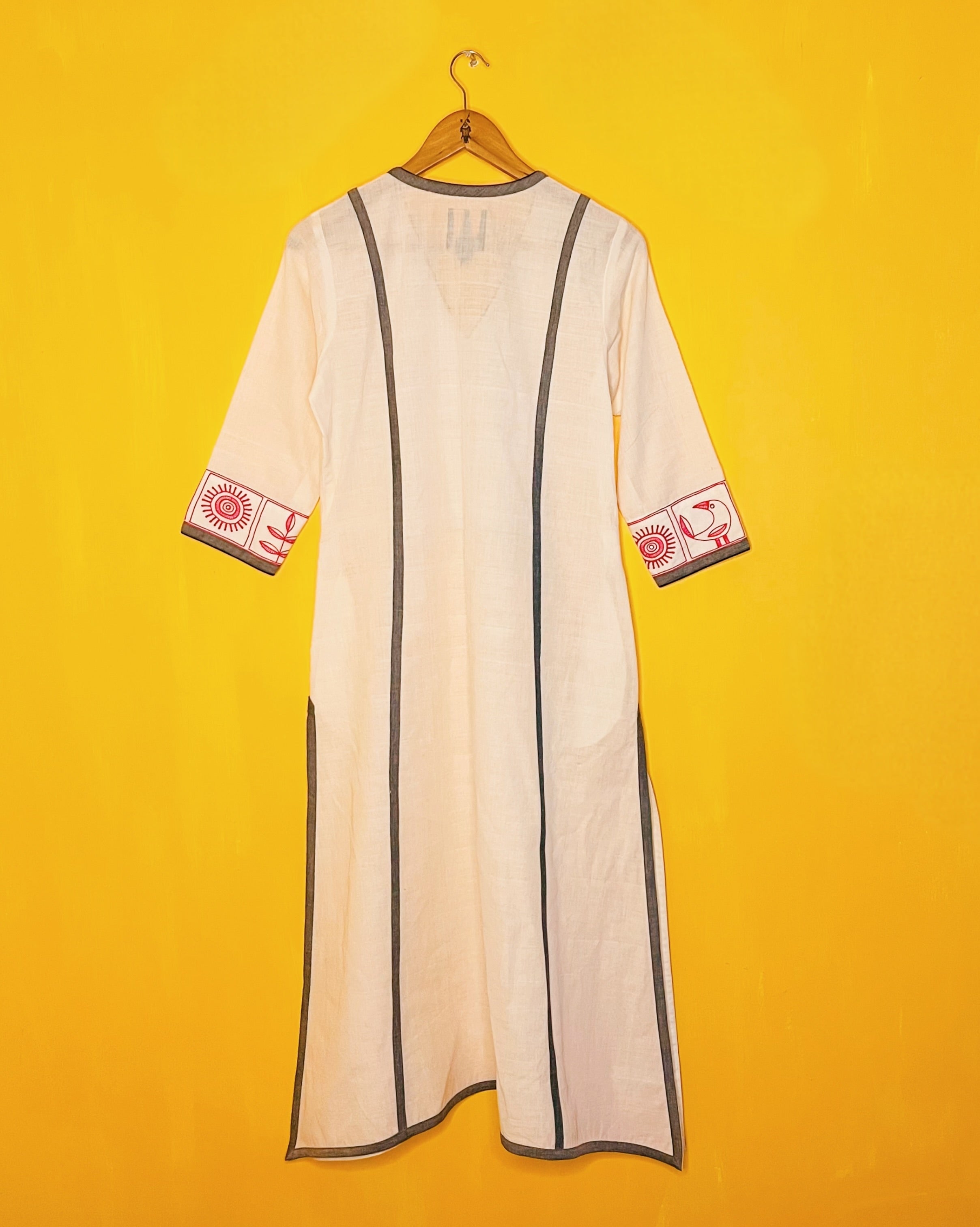 Cotton Tribal Hand embroidery A- line Kurta - Asha (Size - M) - Anuradha Ramam