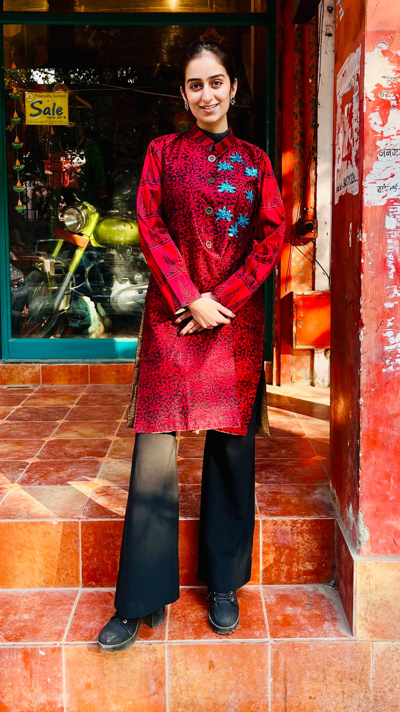 Jasmin - Raw Silk Jacket with Sequins Embroidery