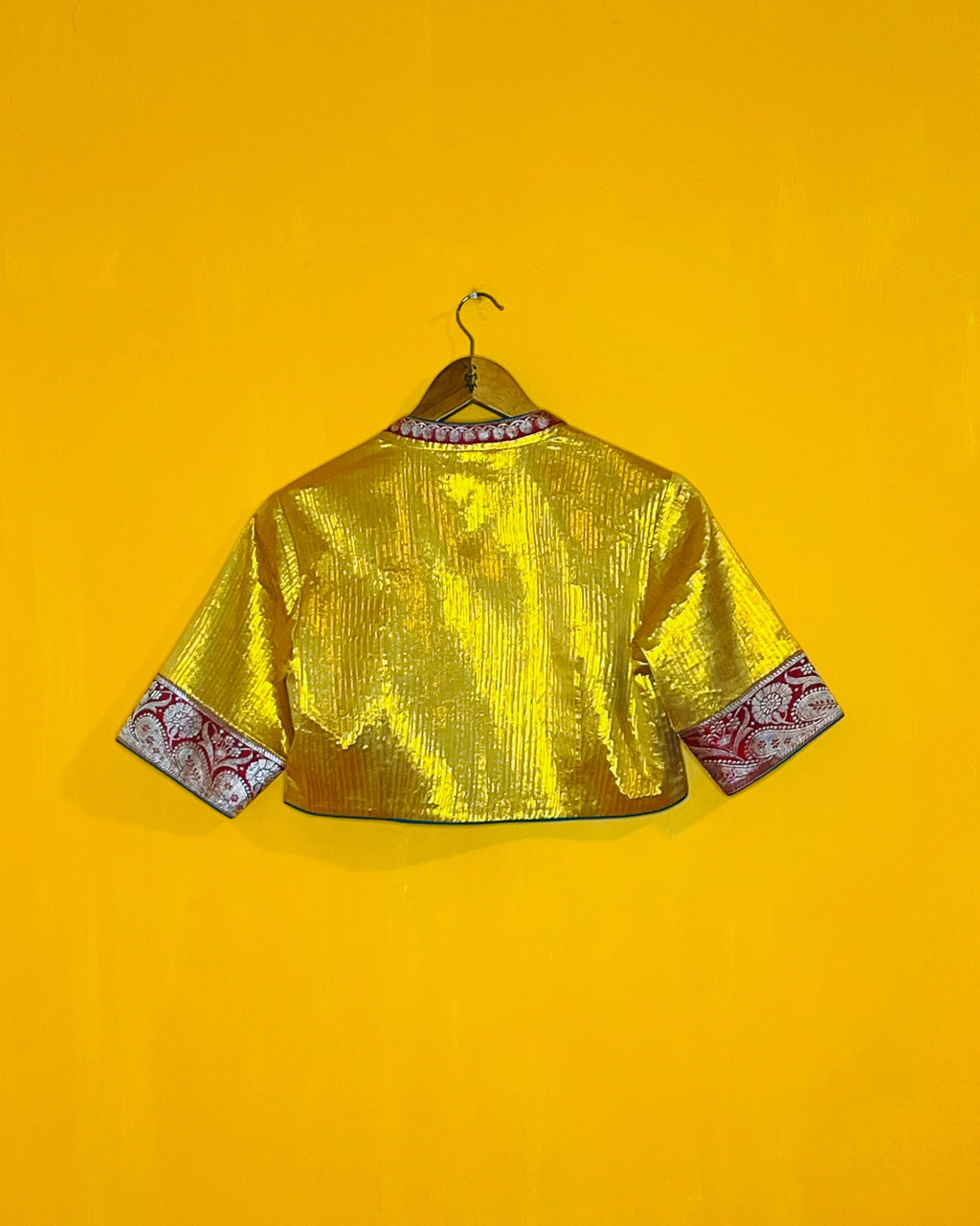 Bhagirathi Gold Tissue Blouse (Size - L) - Anuradha Ramam