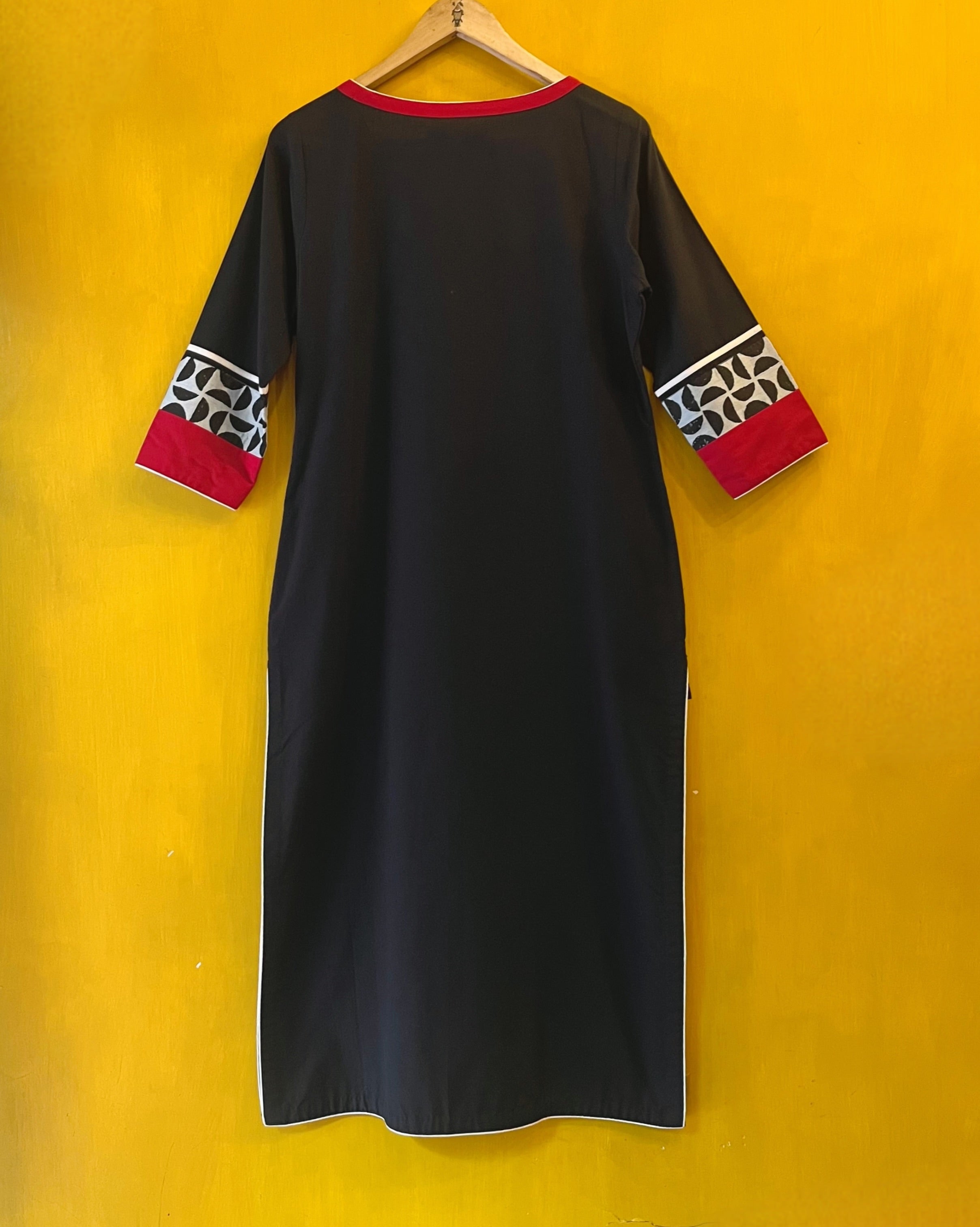 Black Straight Kurta - Shyla (Size - M) - Anuradha Ramam