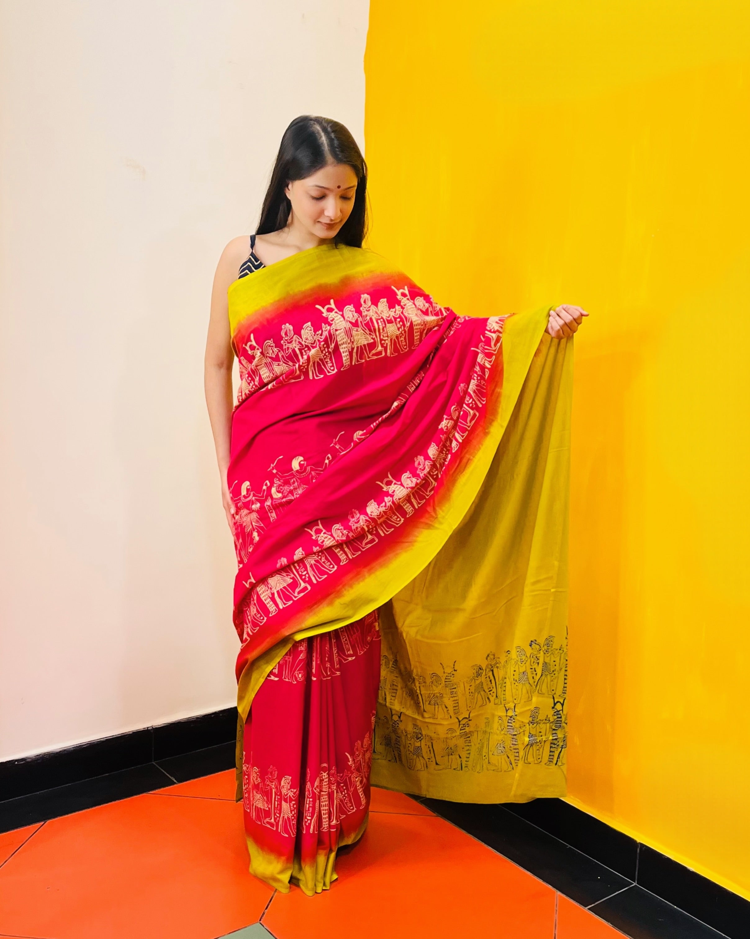 Discharge Printed Saree - Veda - Anuradha Ramam