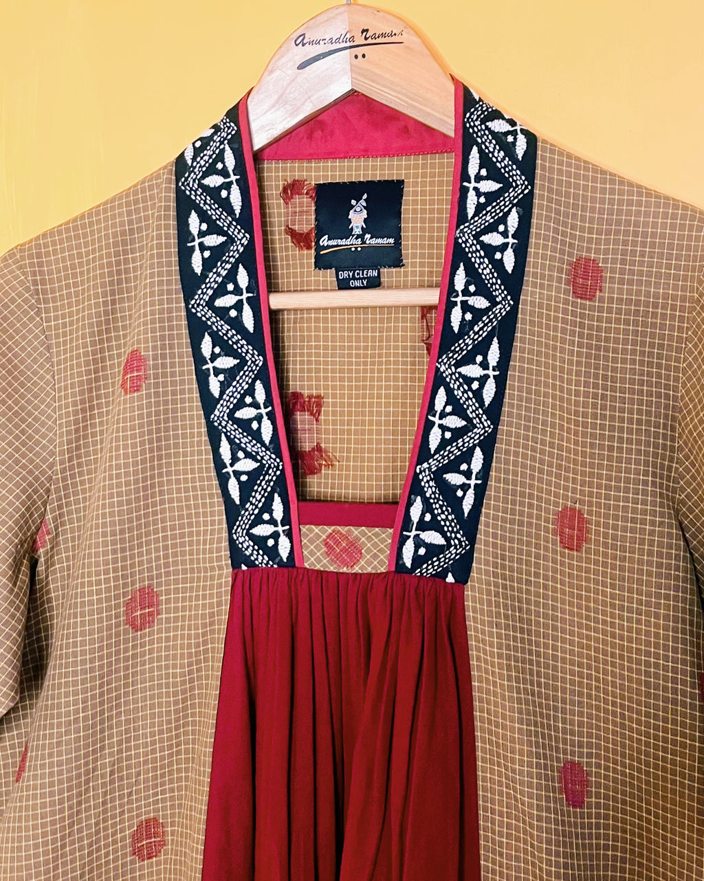 Mustard Ikat A-Line Dress - Vanya (Size - M) - Anuradha Ramam