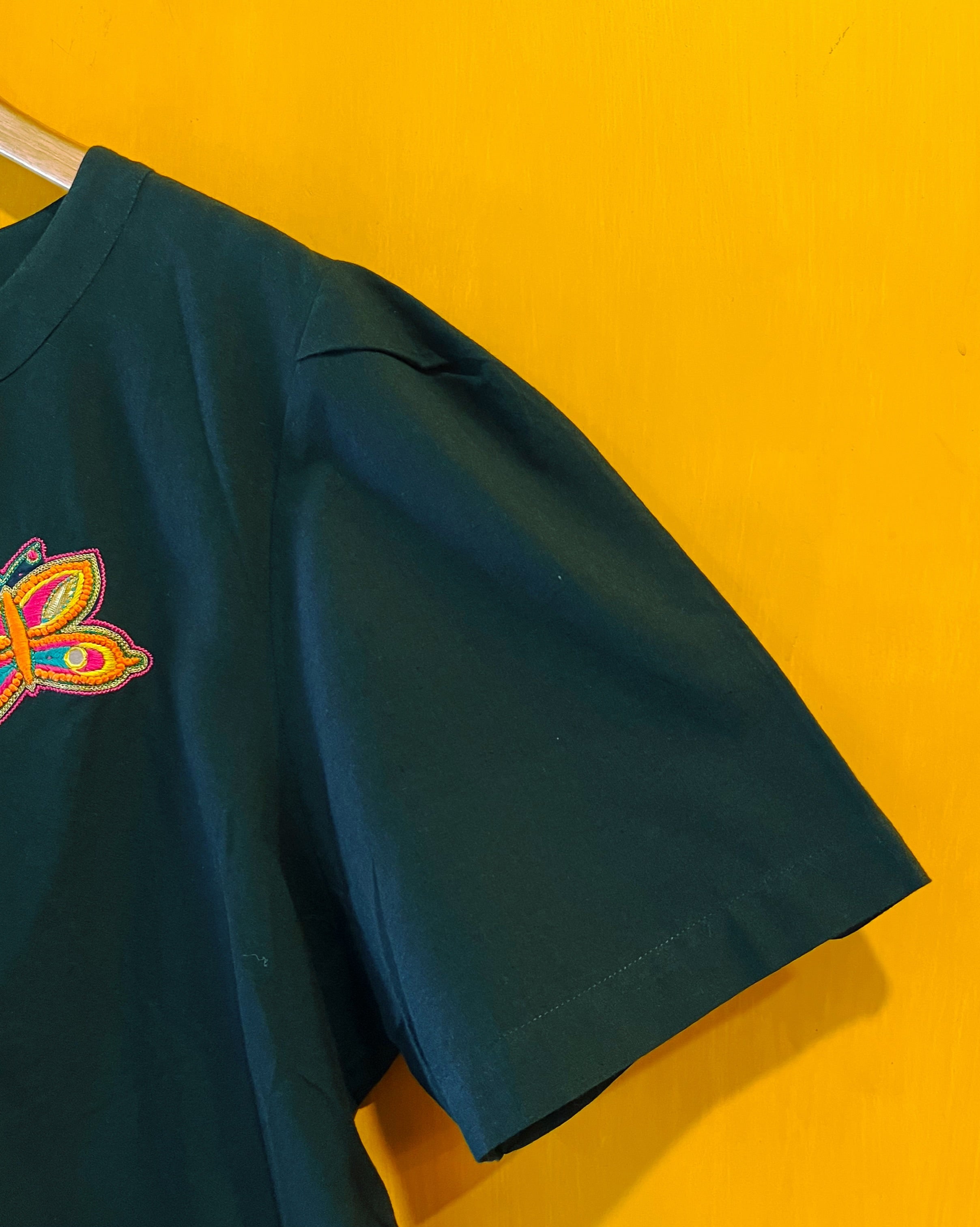 Black Cotton Top - Astha (Size - XL) - Anuradha Ramam