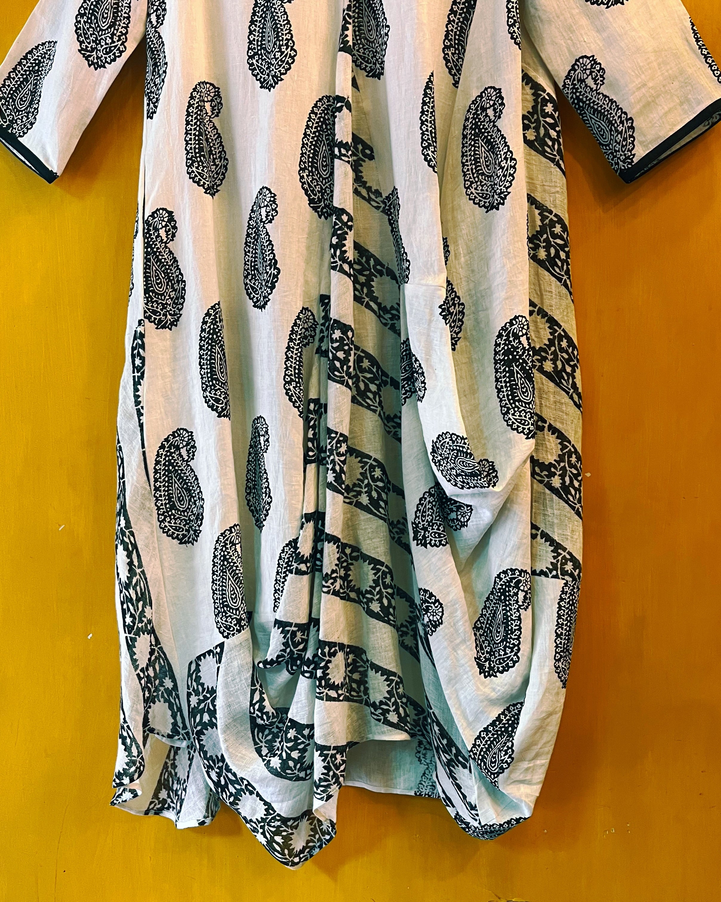 Linen Cowl Dress - Tejaswini (Size - M  & L) - Anuradha Ramam