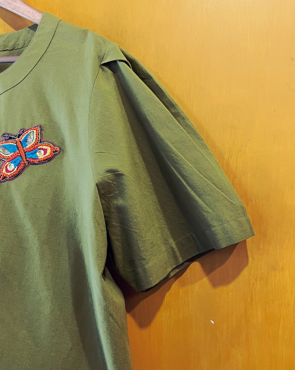 Moss Green Cotton Top - Bala (Size - XL) - Anuradha Ramam