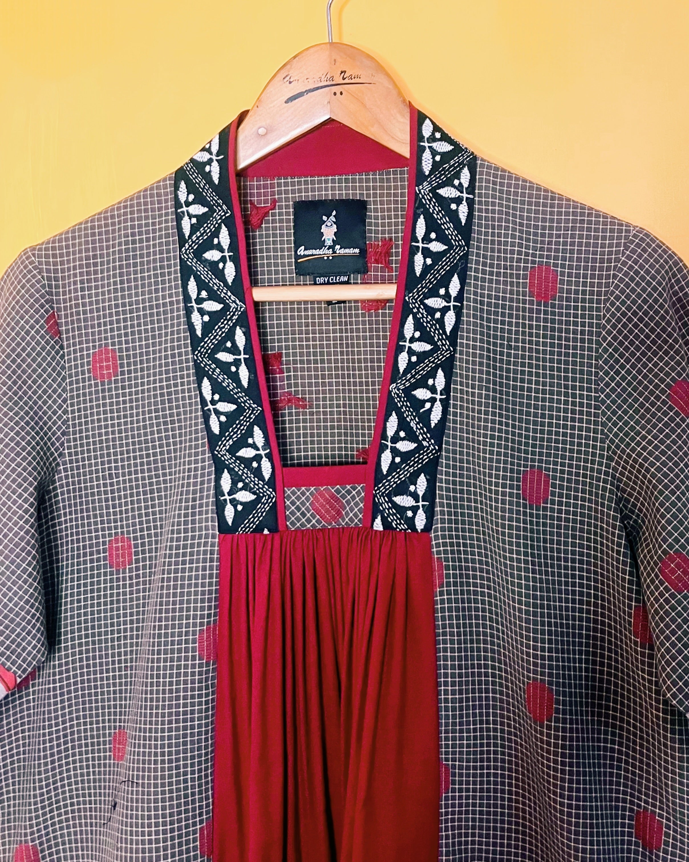 Black Ikat A - Line Dress -Amini (Size - L) - Anuradha Ramam