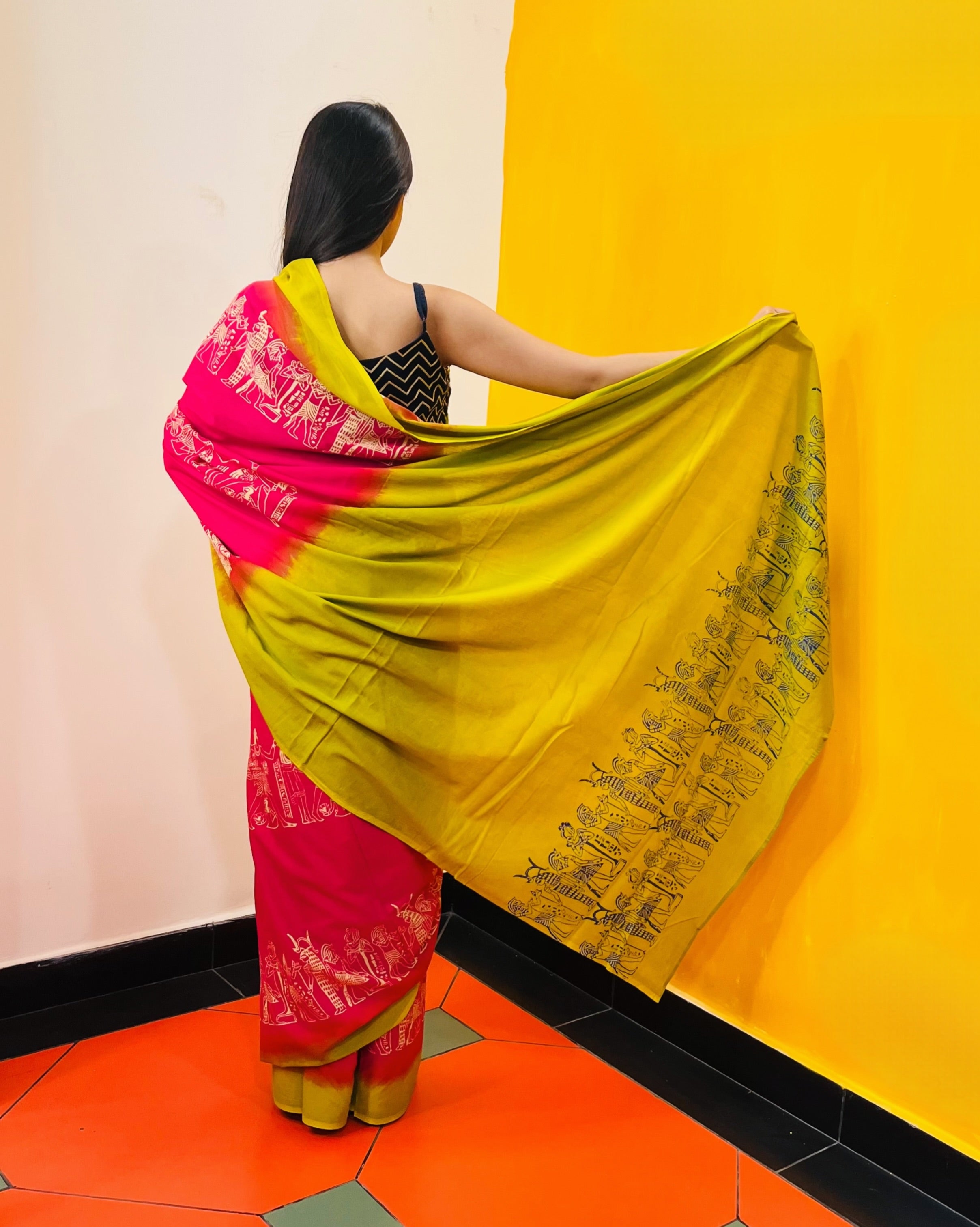 Discharge Printed Saree - Veda - Anuradha Ramam
