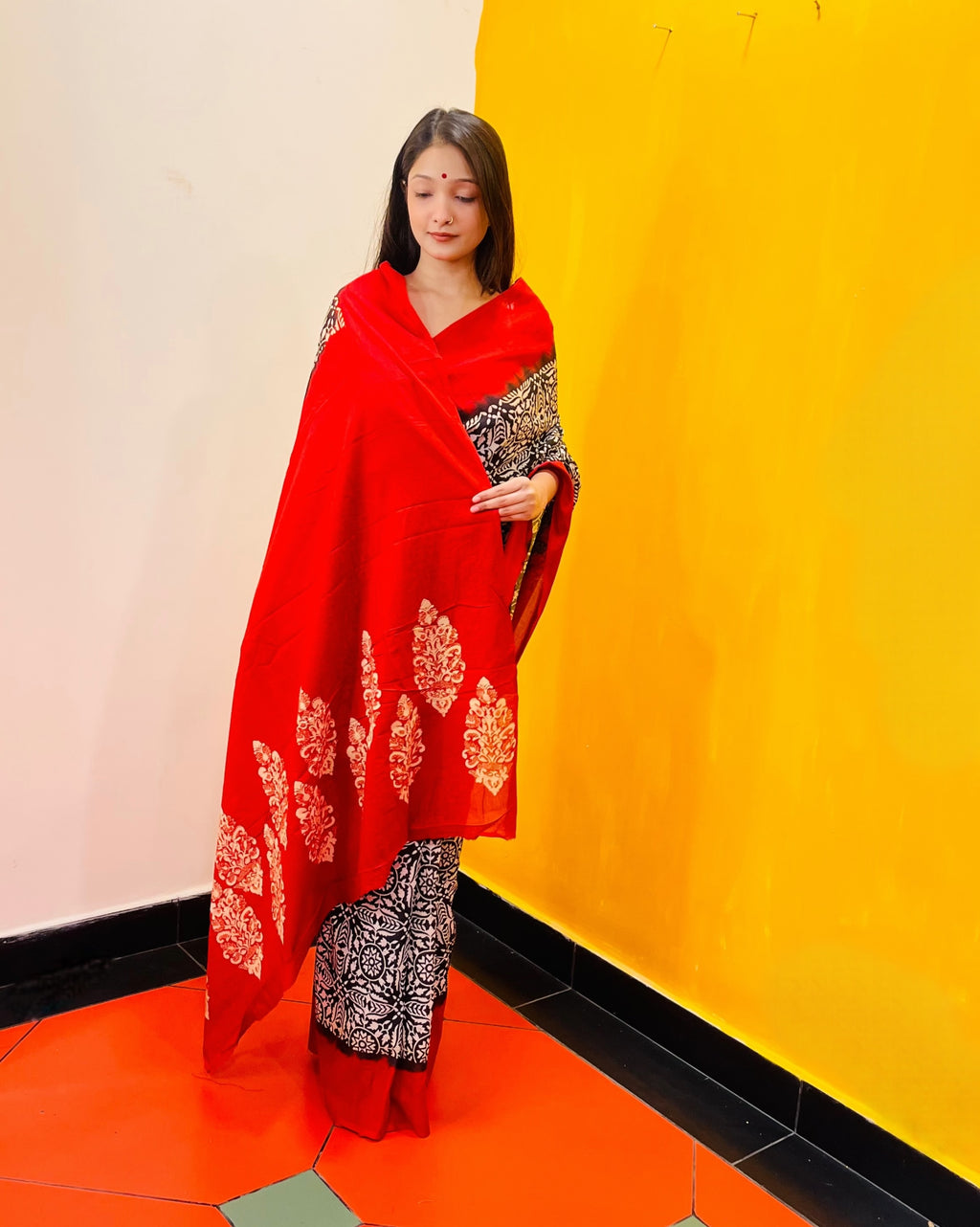 Discharge Printed Saree - Chandrika - Anuradha Ramam