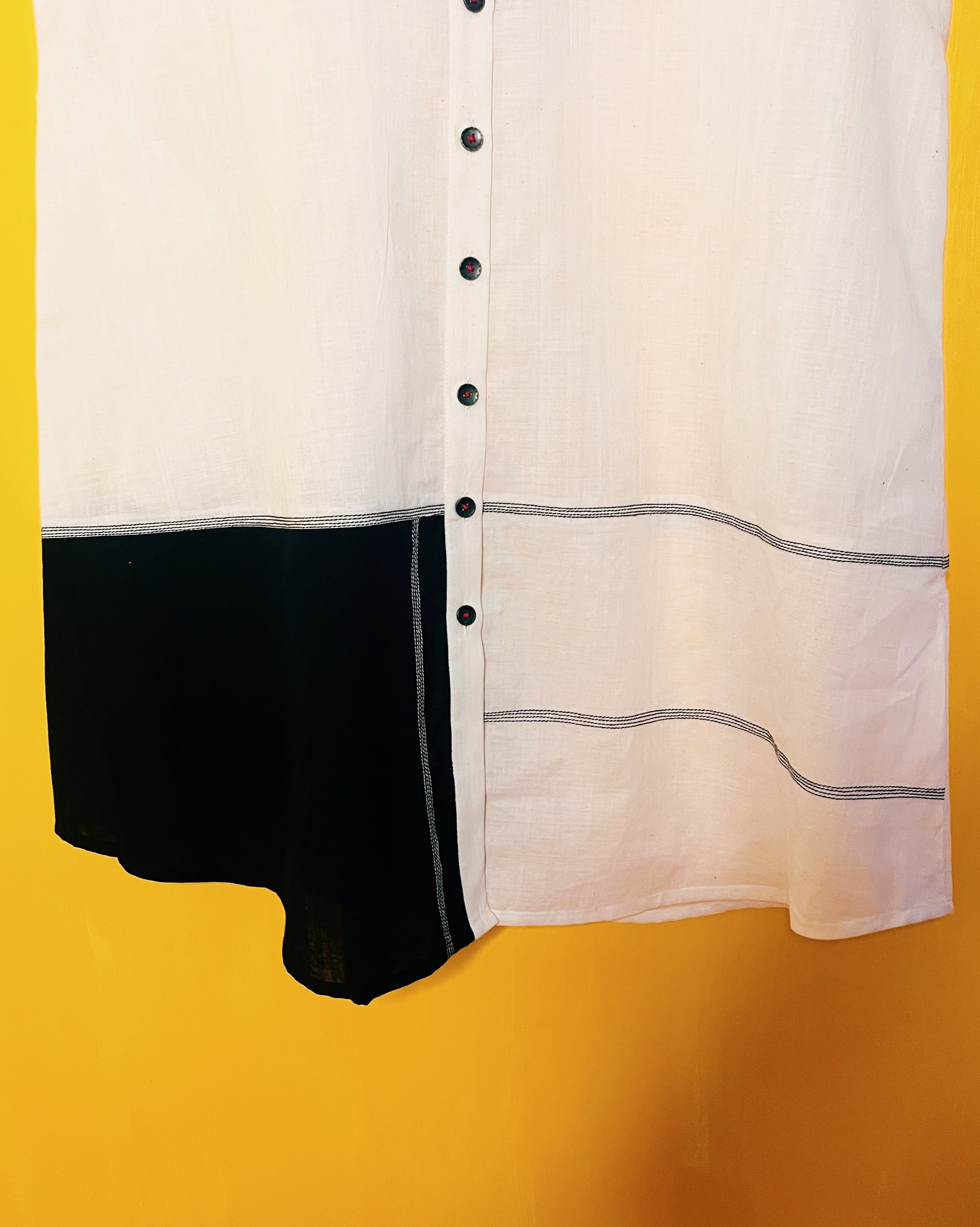Aradhana - Black and White Shirt Dress (Size -M) - Anuradha Ramam