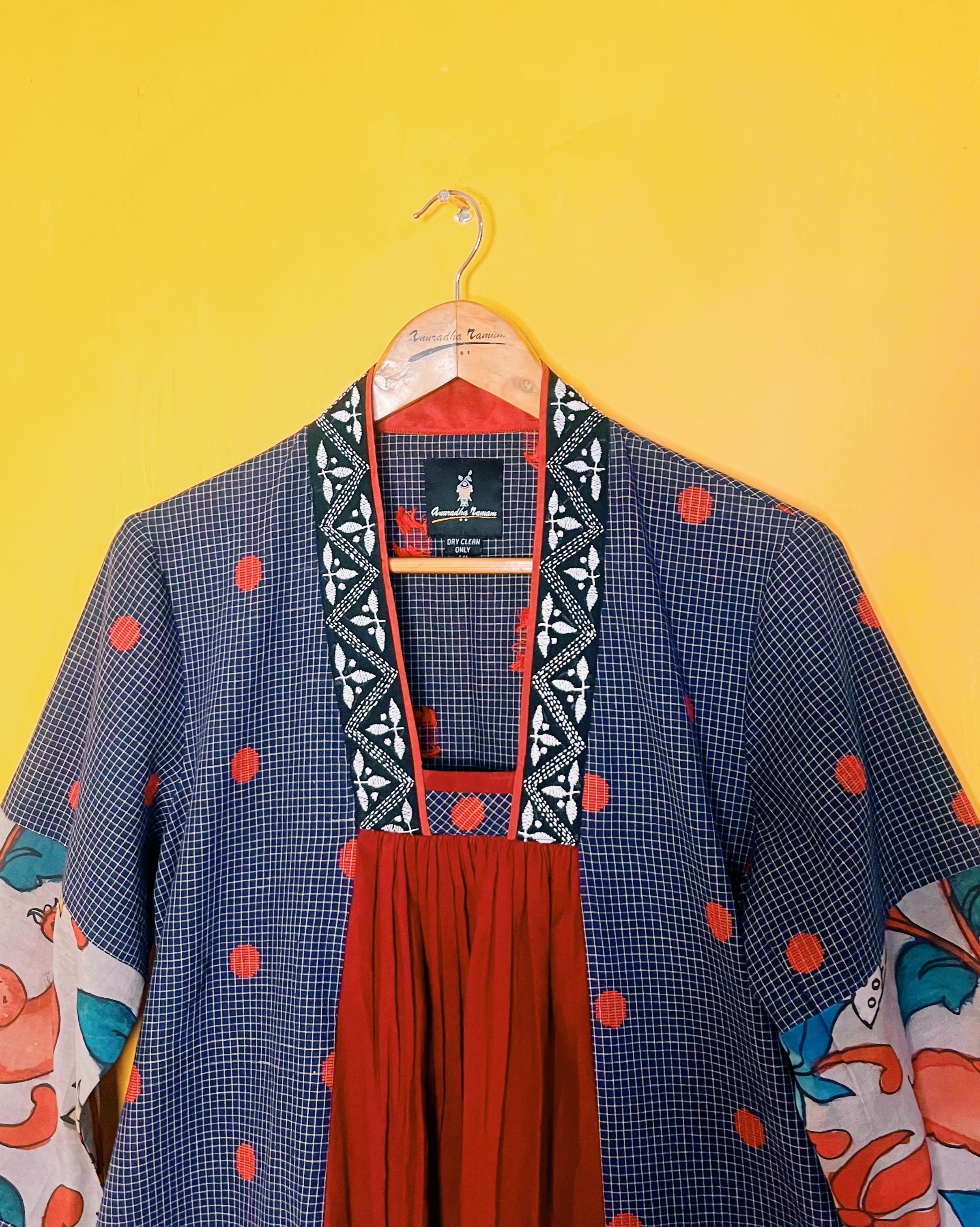 A - Line Blue Ikat Dress - Radha (Size- XL) - Anuradha Ramam