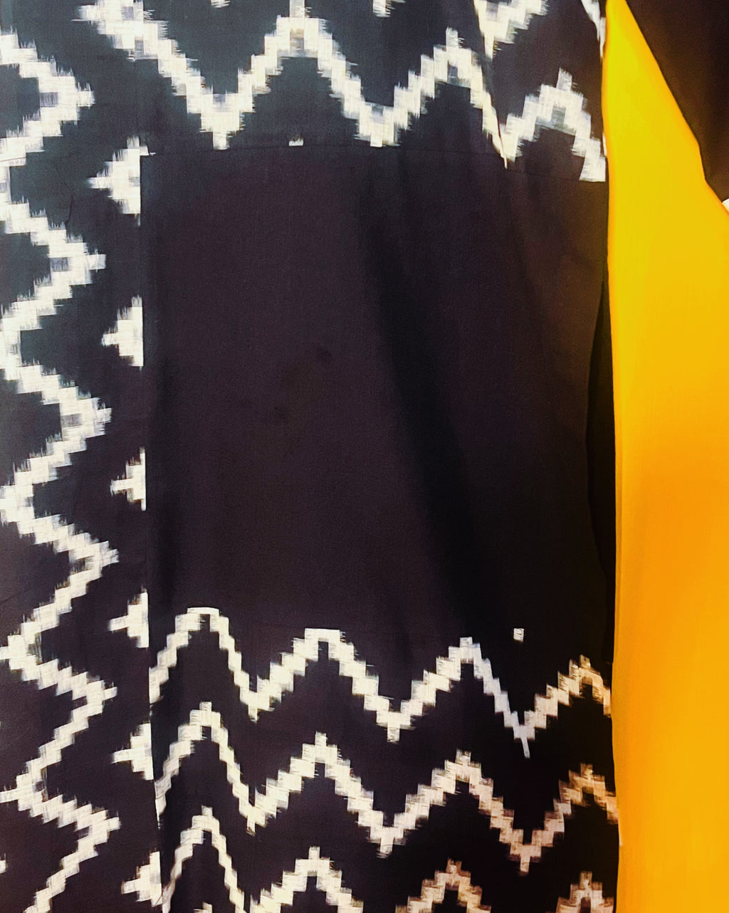 Black Ikat Zigzag Patch Kurta- Sumathi  (Size - M) - Anuradha Ramam