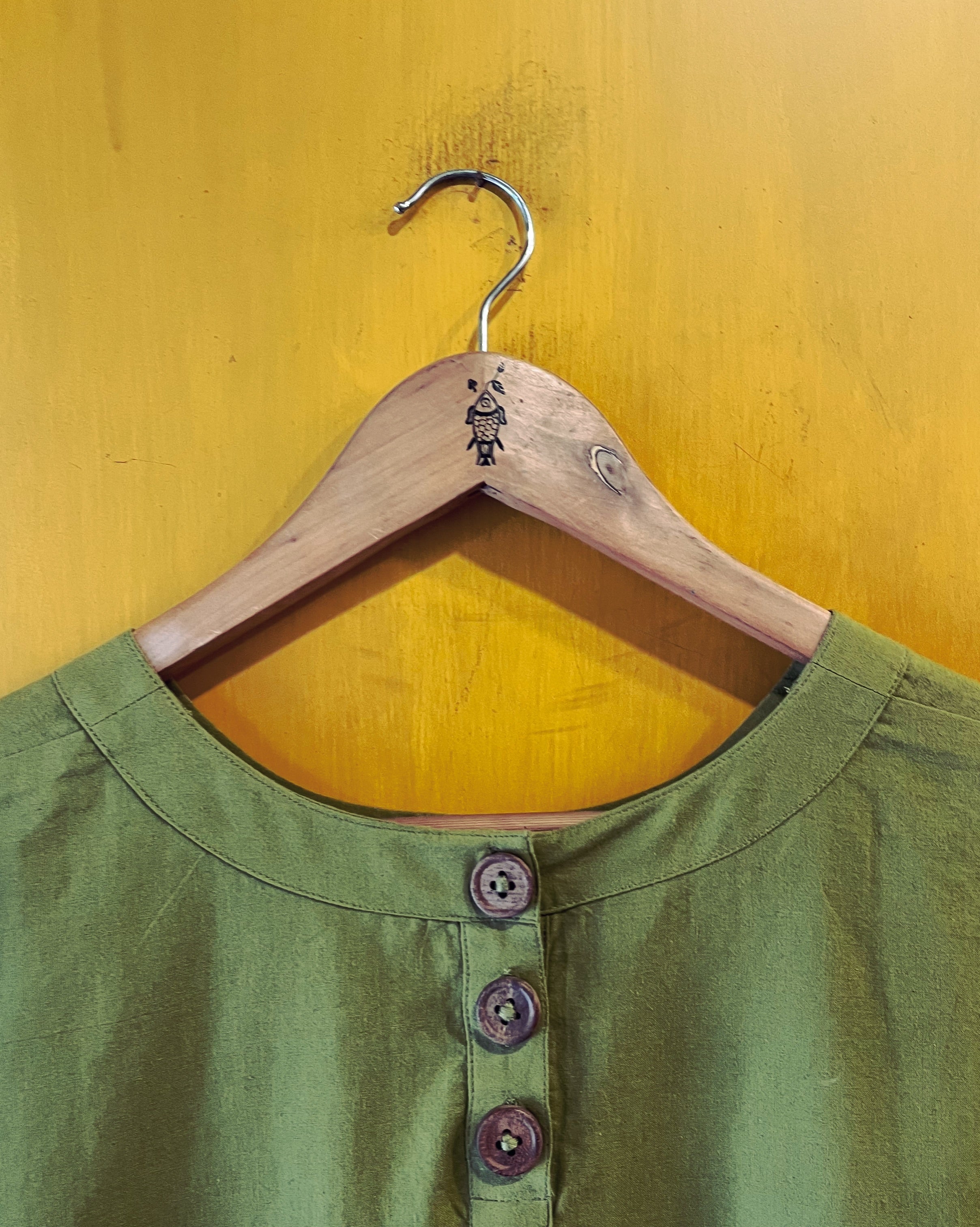 Moss Green Cotton Top - Bala (Size - XL) - Anuradha Ramam