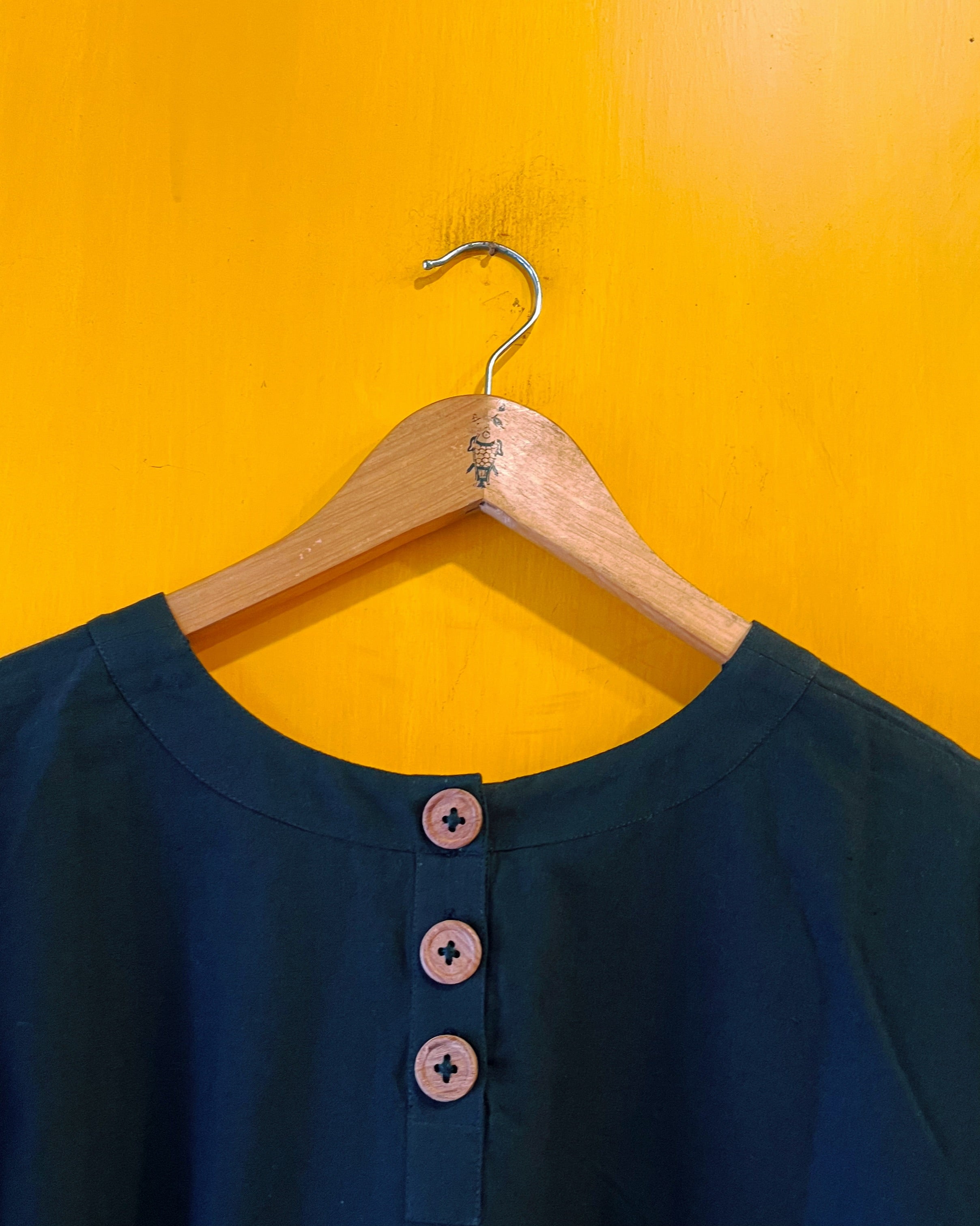 Black Cotton Top - Astha (Size - XL) - Anuradha Ramam