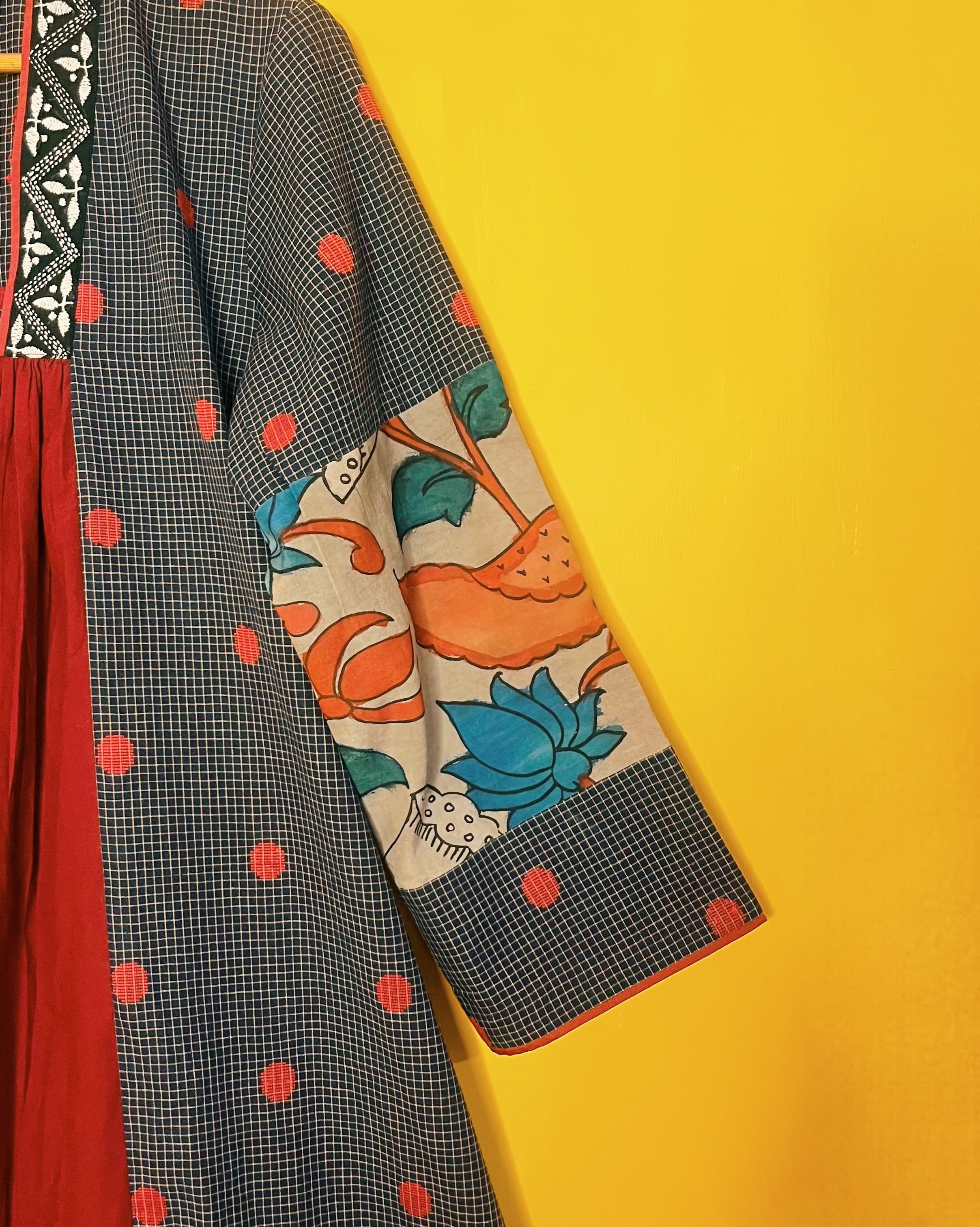 A - Line Blue Ikat Dress - Radha (Size- XL) - Anuradha Ramam