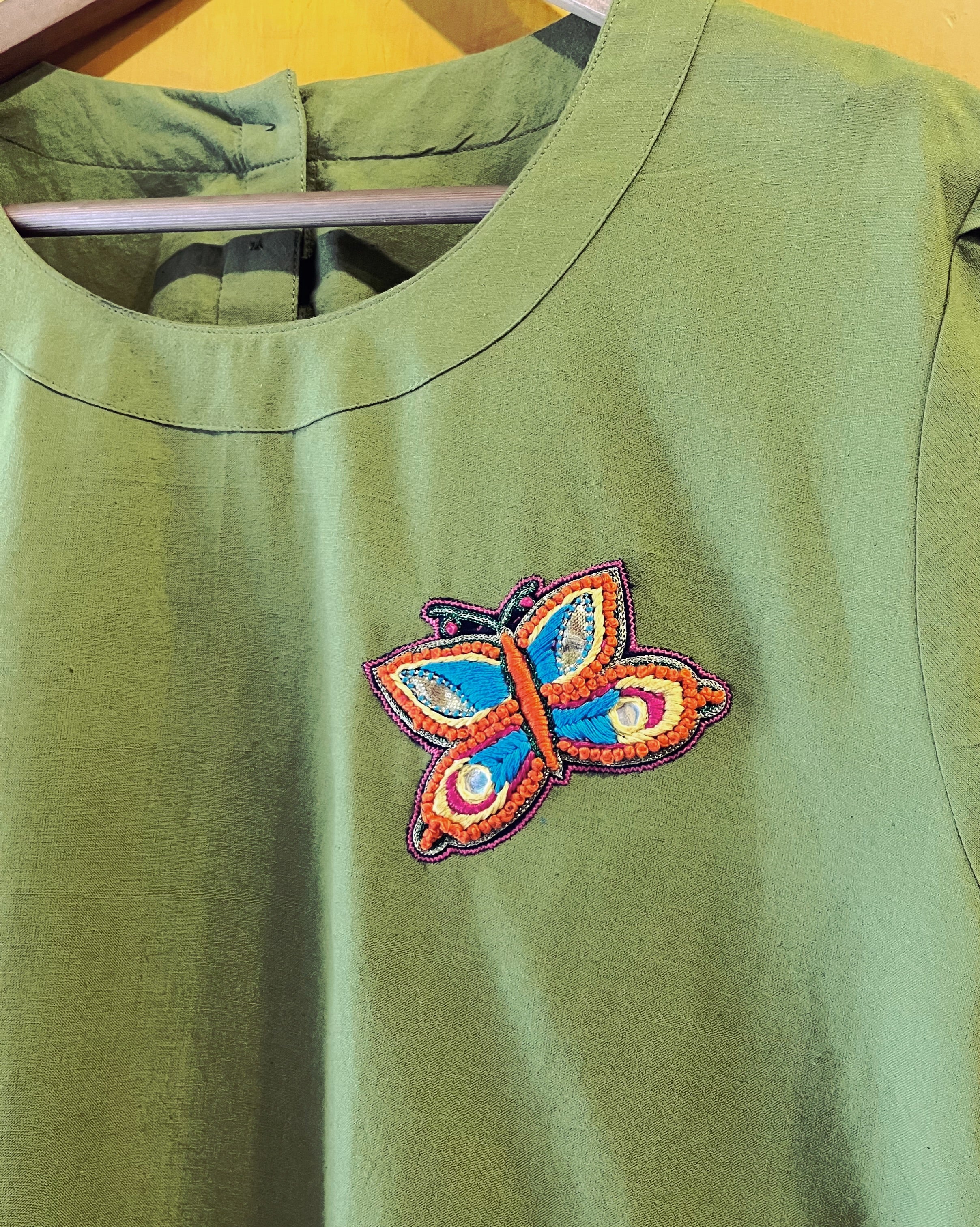 Moss Green Cotton Top - Bala (Size - XL) - Anuradha Ramam