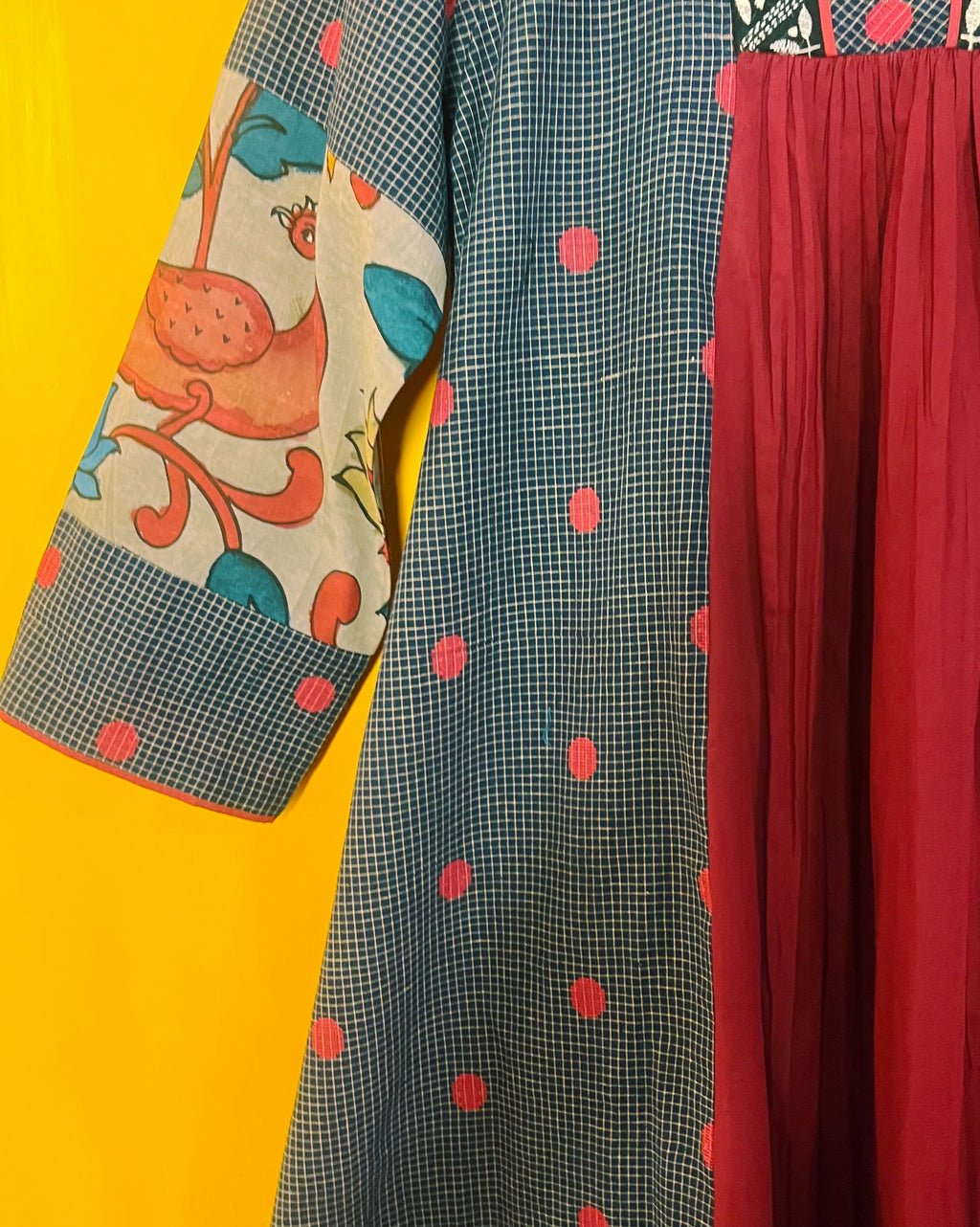 A - Line Blue Ikat Dress - Radha (Size- XL) - Anuradha Ramam