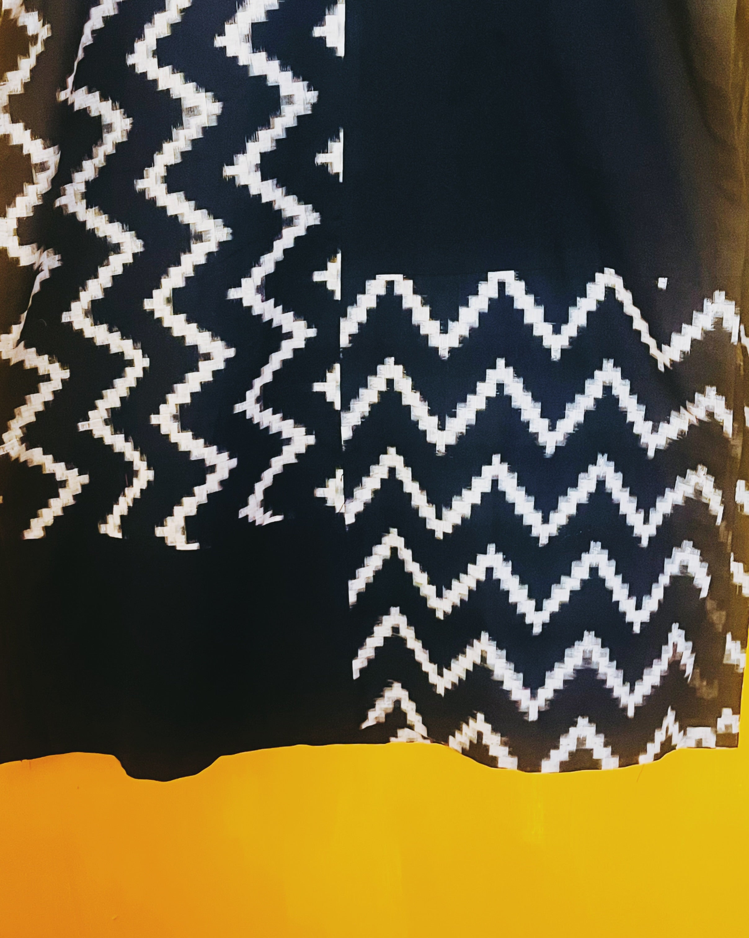 Black Ikat Zigzag Patch Kurta- Sumathi  (Size - M) - Anuradha Ramam