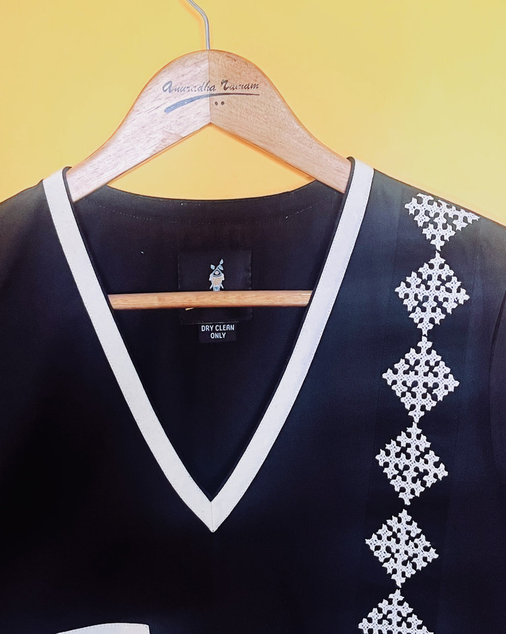 Black Ikat Applique Kurta - Sathi (Size - M) - Anuradha Ramam