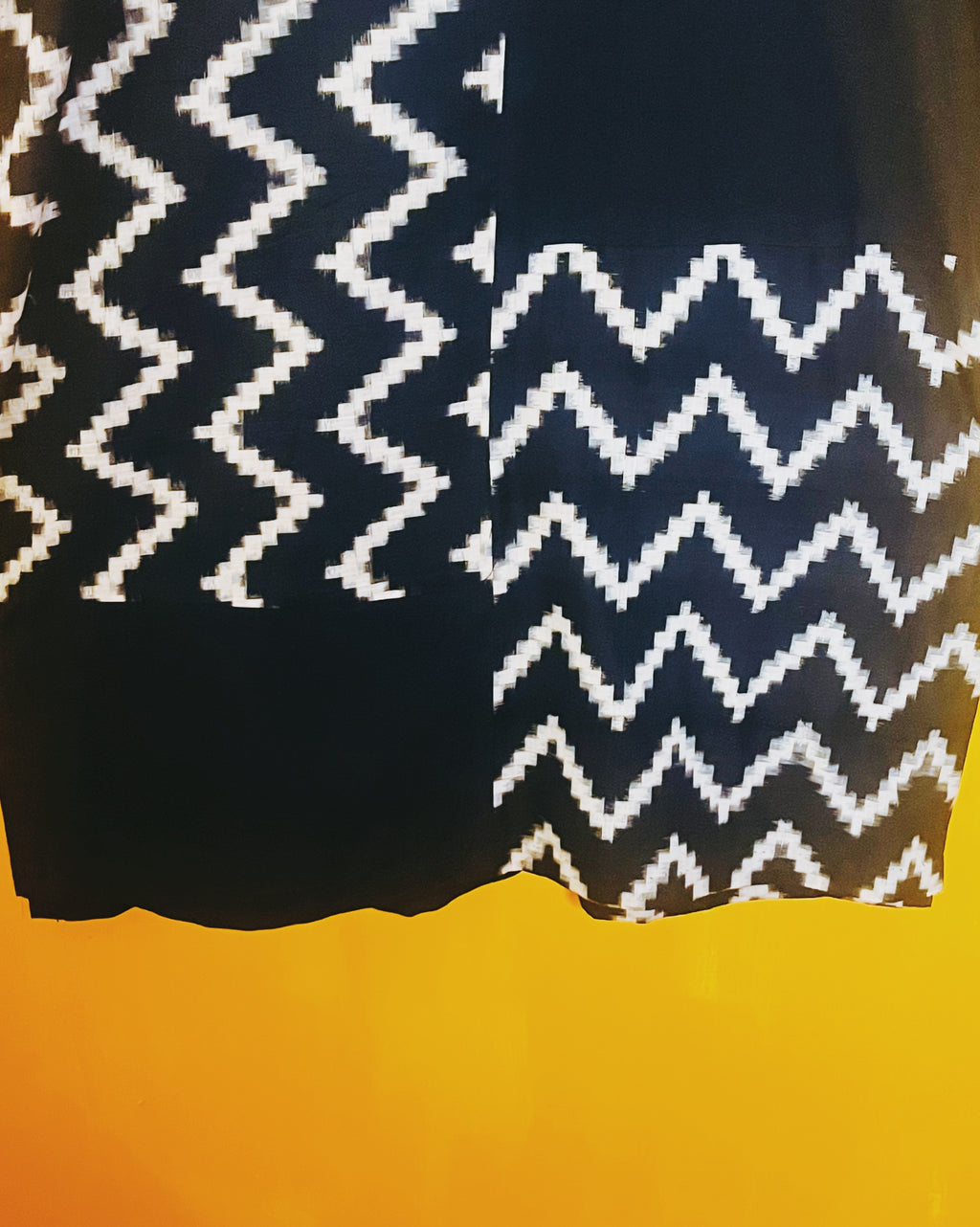 Black Ikat Zigzag Patch Kurta- Sumathi  (Size - M) - Anuradha Ramam