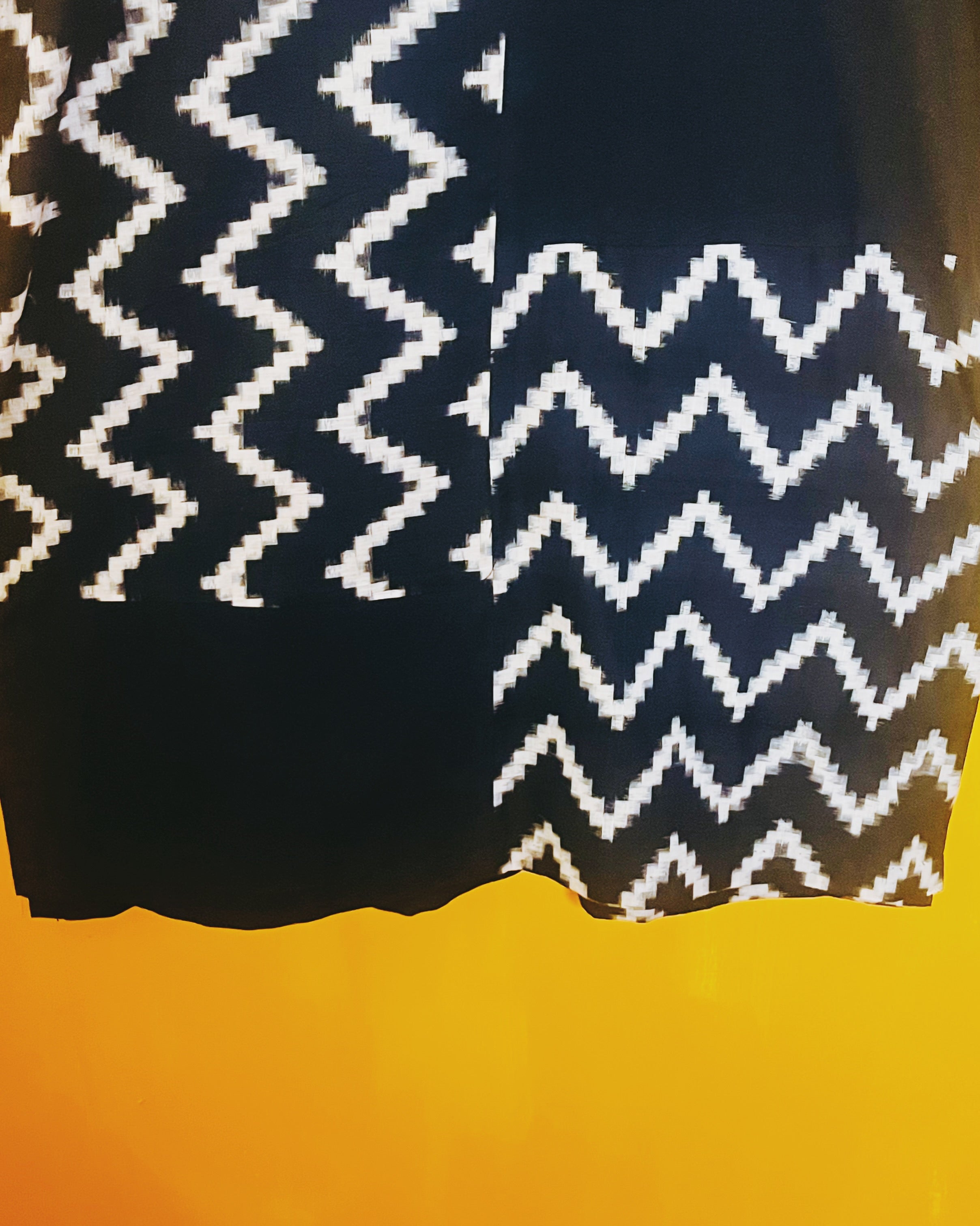 Black Ikat Zigzag Patch Kurta- Sumathi  (Size - M) - Anuradha Ramam