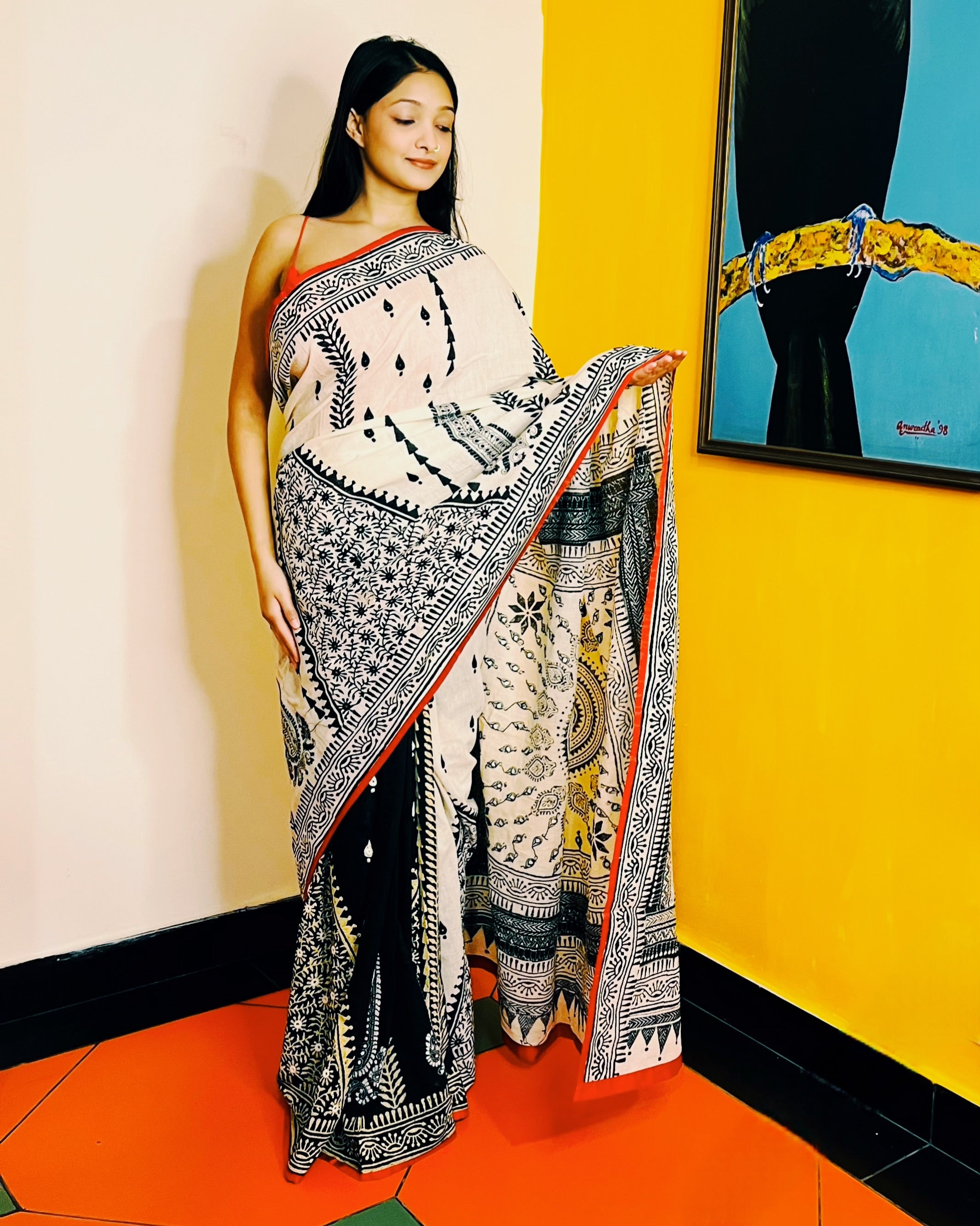 Kantha Embroidered Saree - Ira - Anuradha Ramam