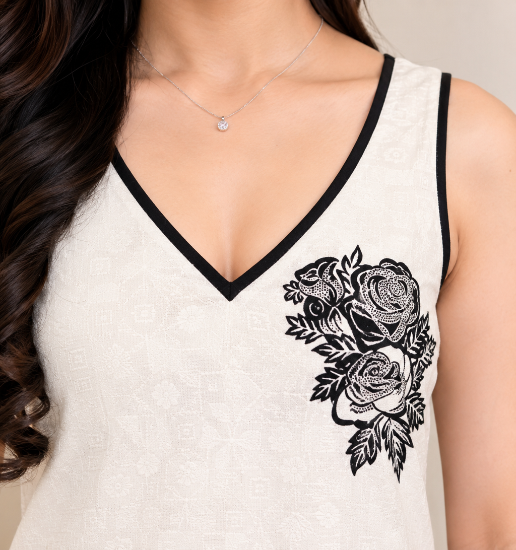 A - Line Applique Dress - Janani (Size - M, L & XL)