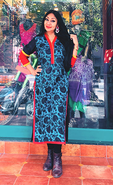 Menaka Kurta- Anuradha Ramam-Hand woven- Hand block print - Sustainable fashion- Conscious fashion- Vocal for local