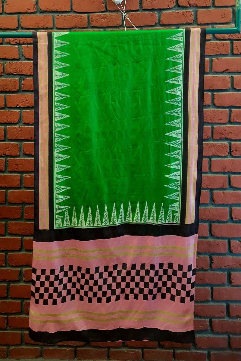 Hiranya - Woven Malda Silk Handblock Printed Dupatta
